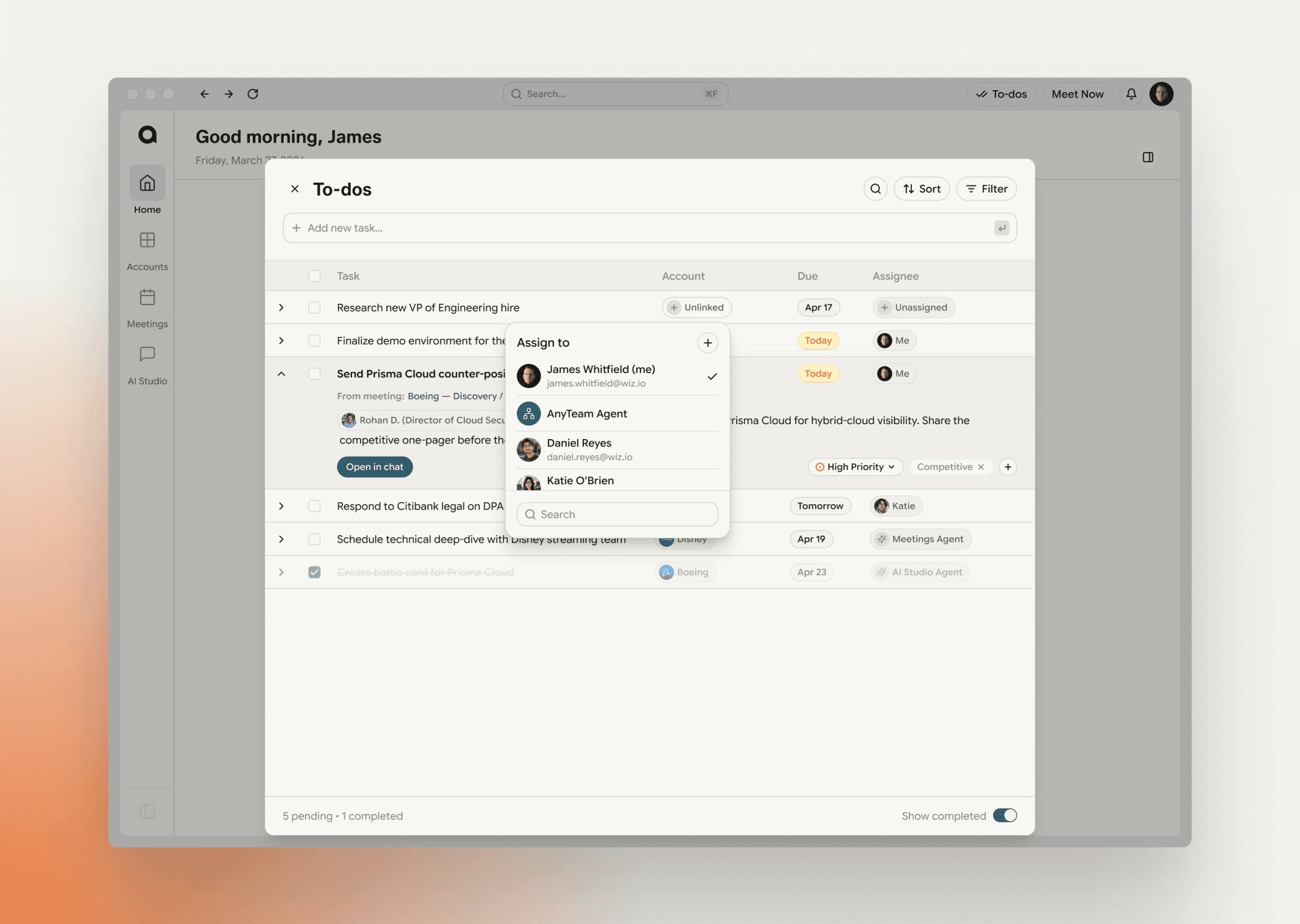 To-dos interface