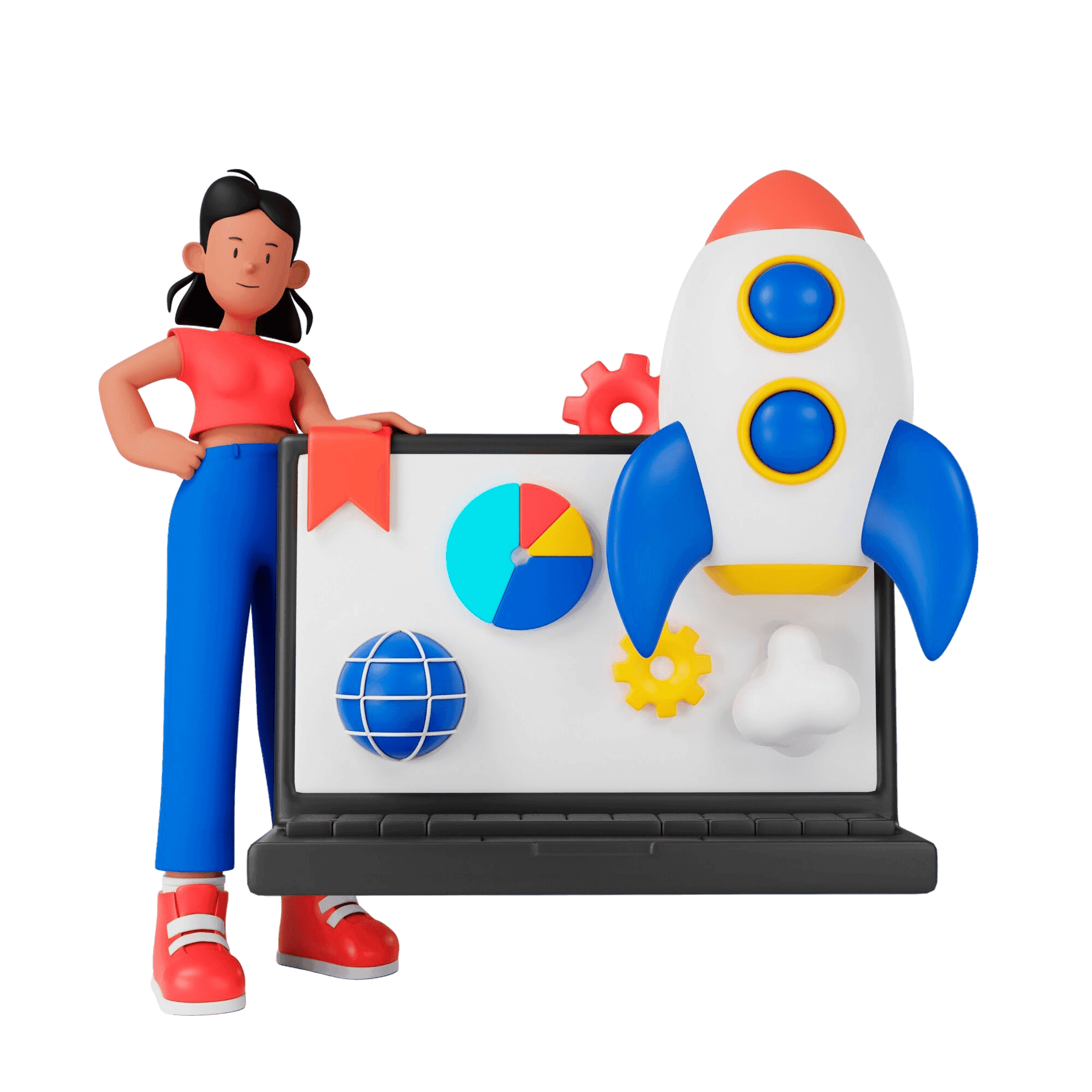 3D speedometer or performance gauge glowing in neon blue