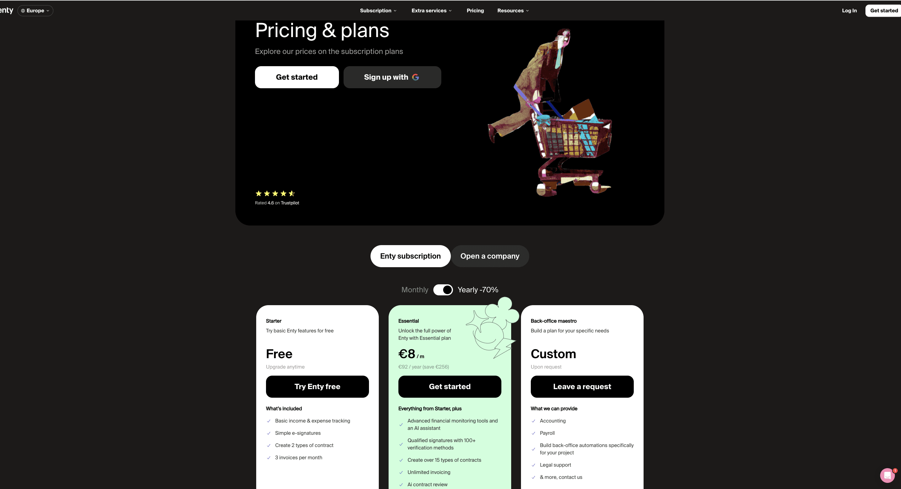 Enty Pricing Page