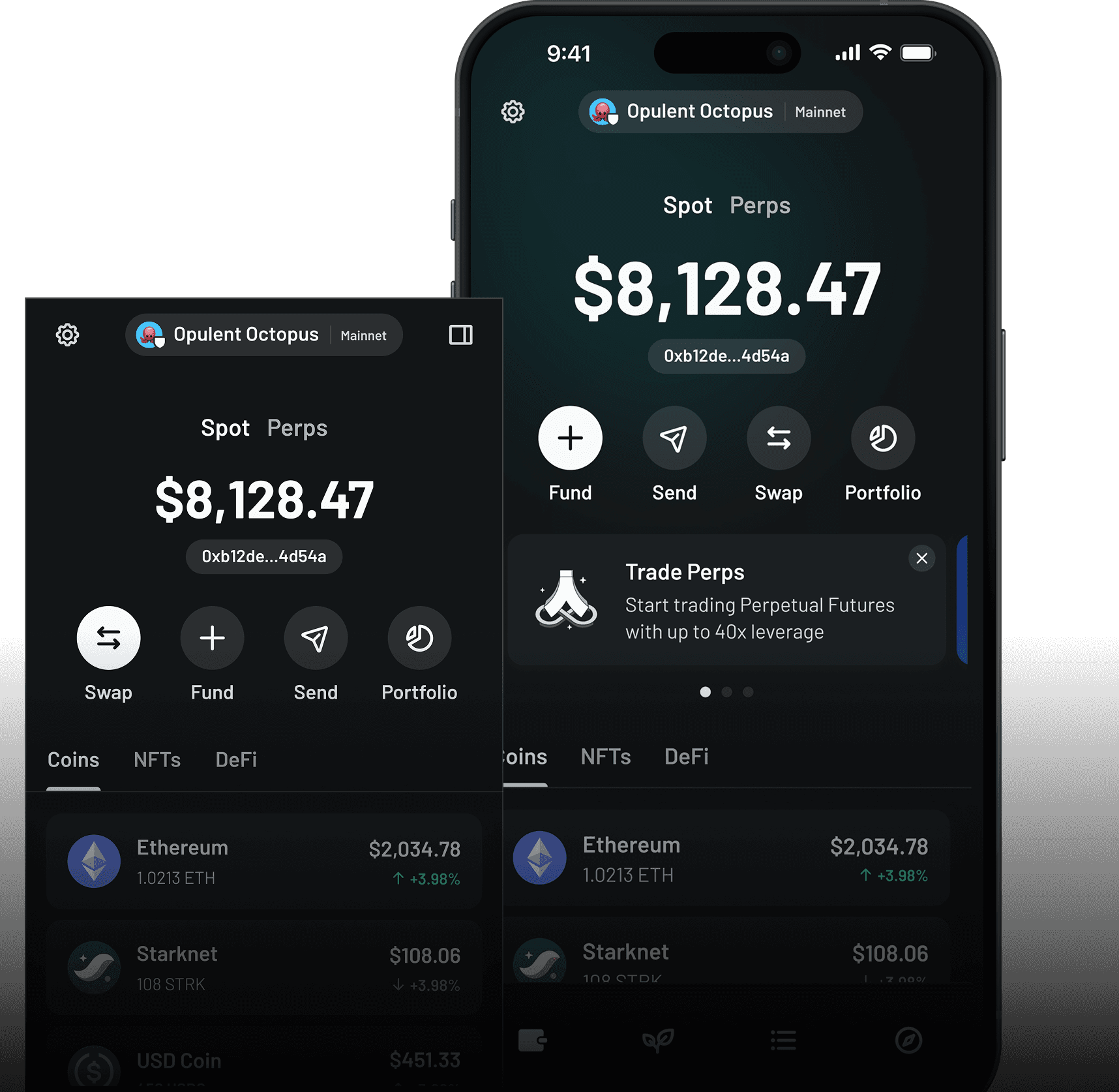Ready X wallet shown on mobile and browser