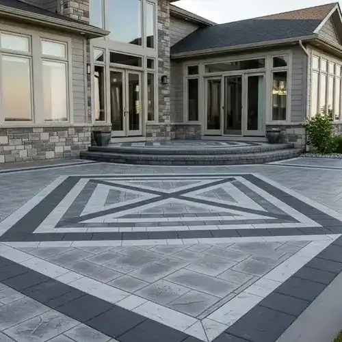 Decorative concrete patio, stamped and stained