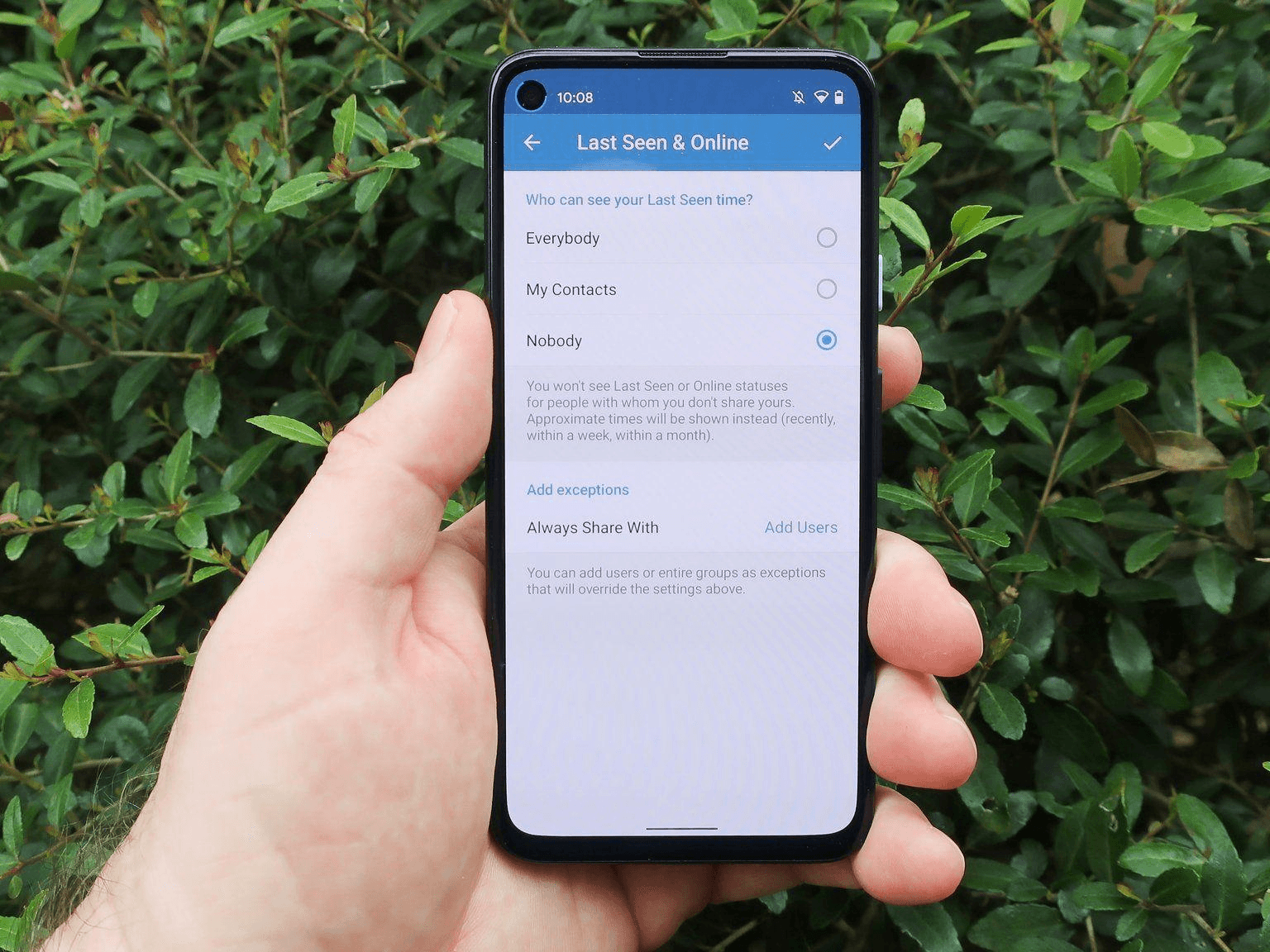 Last seen recently settings on telegram