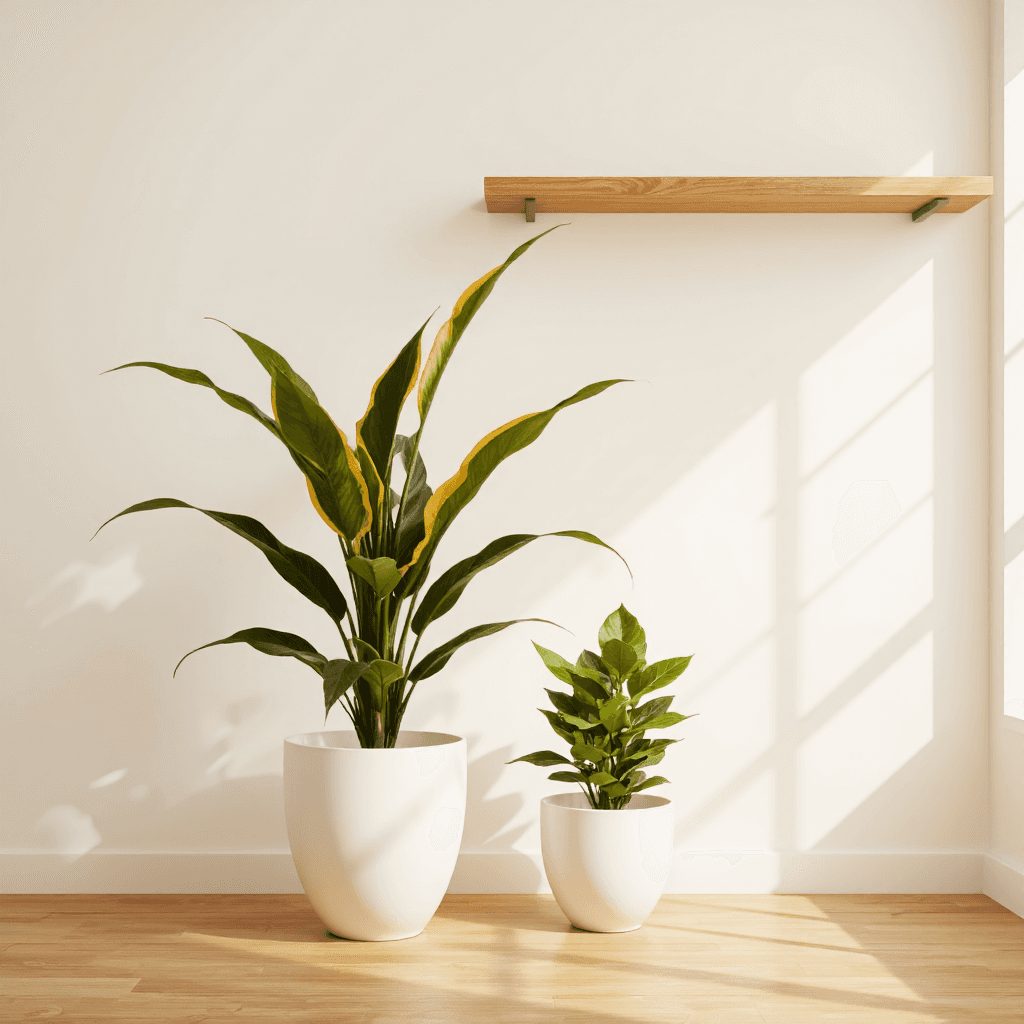 product photography of a pair of indoor potted plants