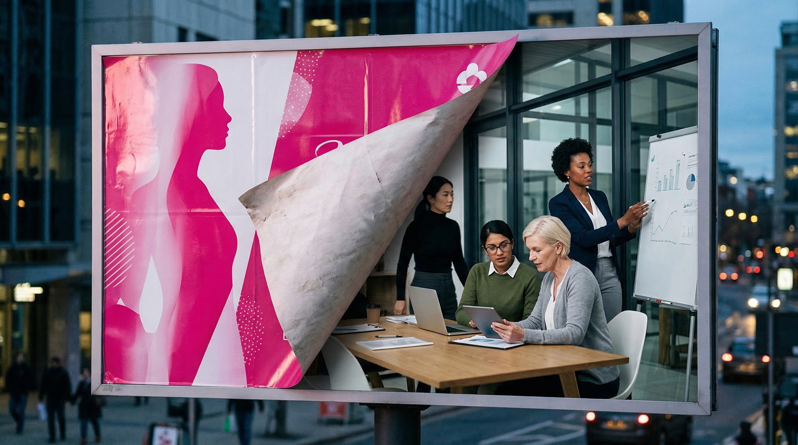 Close-up of lush, dark green leaves, some glossy and wet, against a muted background.