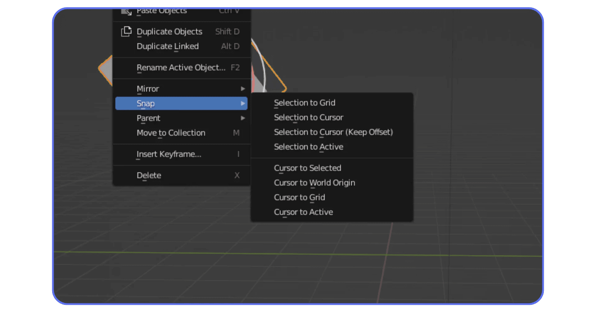 here are the shortcuts to align objects to the 3D cursor in Blender 3D,
