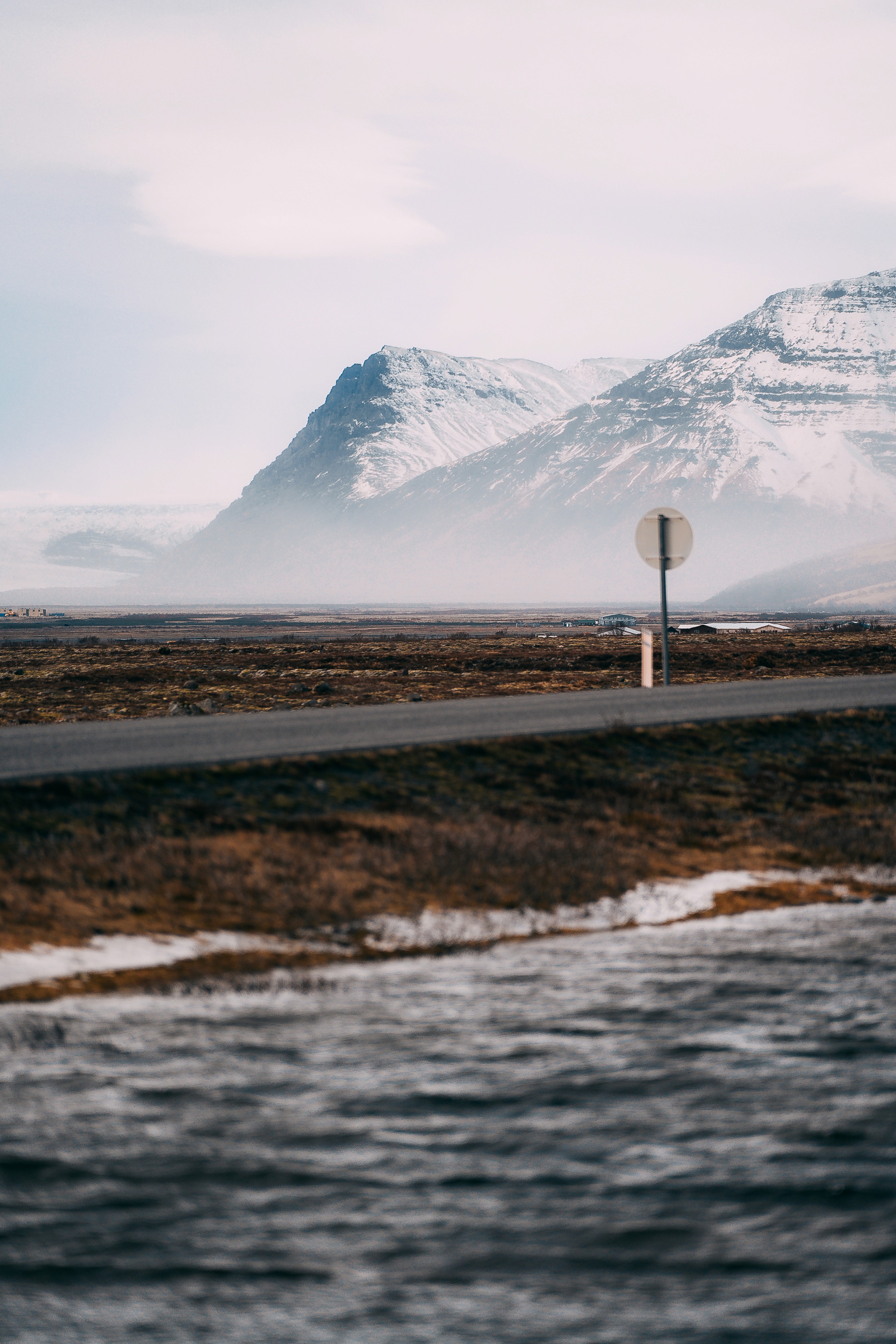 Dark low clouds over Icelandic mountains.