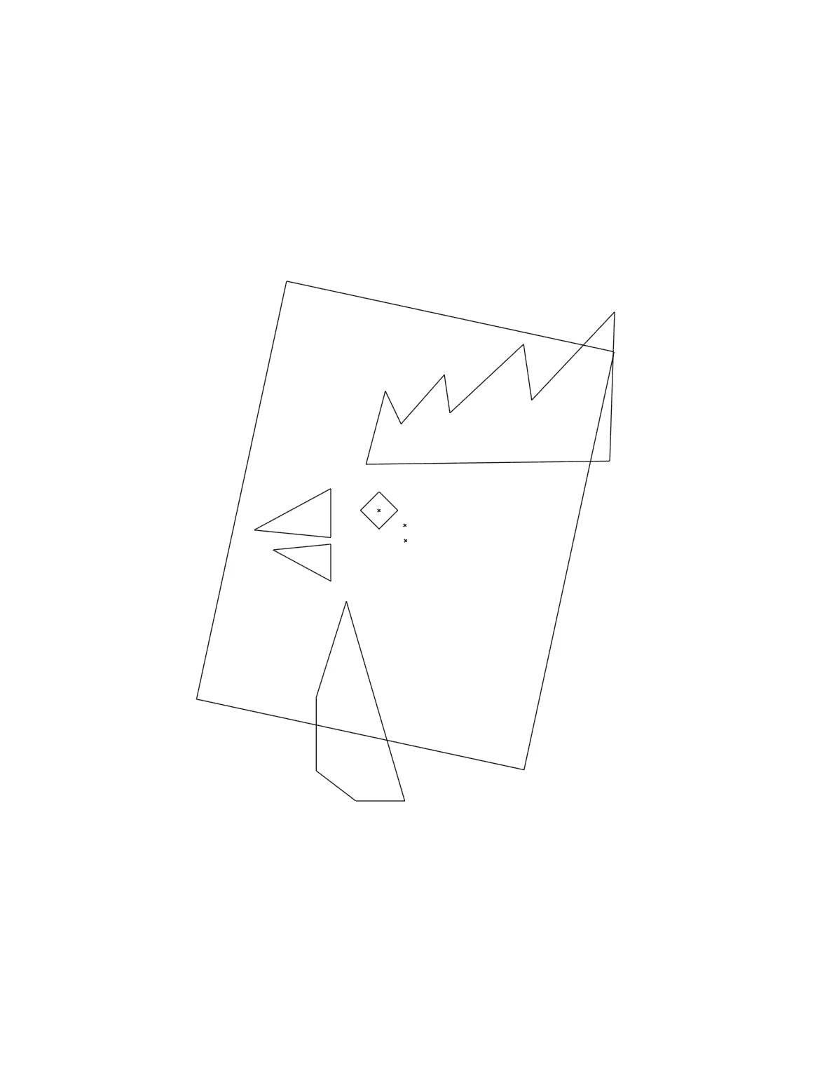 Outline of The Rooster graphic, a minimalist geometric drawing of the rooster inspired by the Chinese rooster bowl