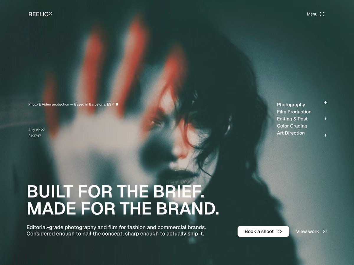 Reelio template homepage — photo and video production studio site