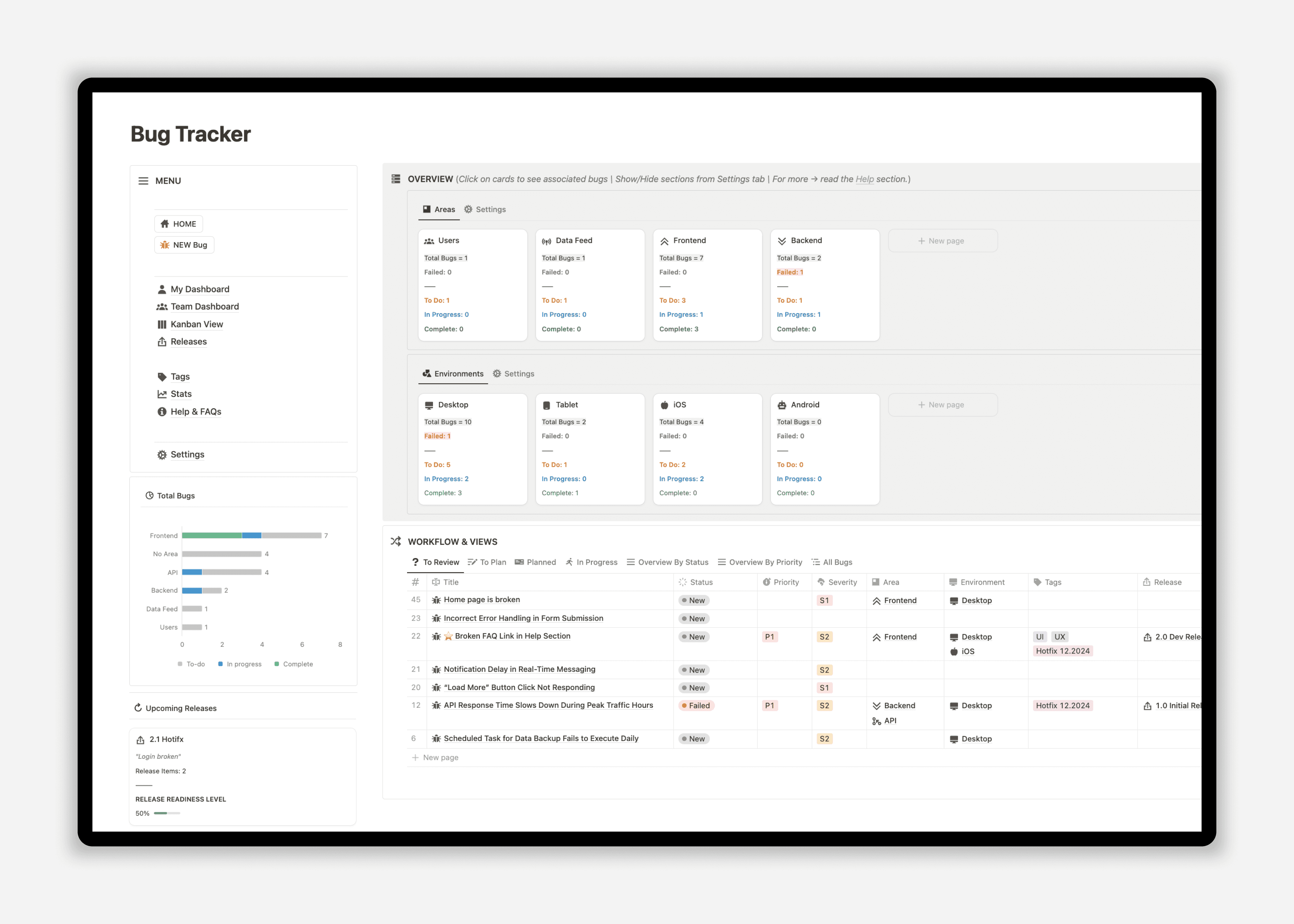 Notion Bug Tracker Template - Main Image