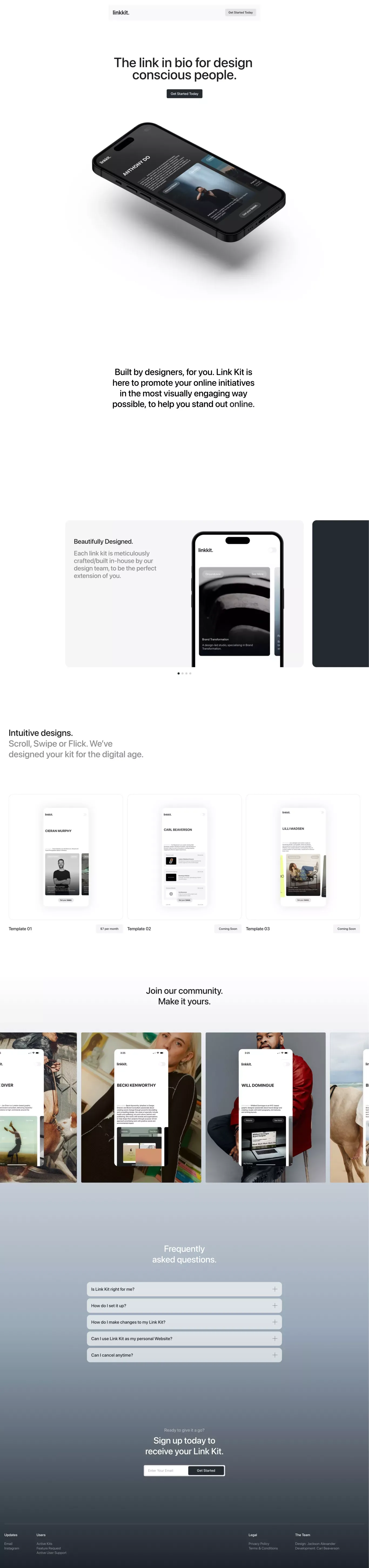 The link in bio for design conscious cre portfolio page screenshot showcasing Design and Tech design