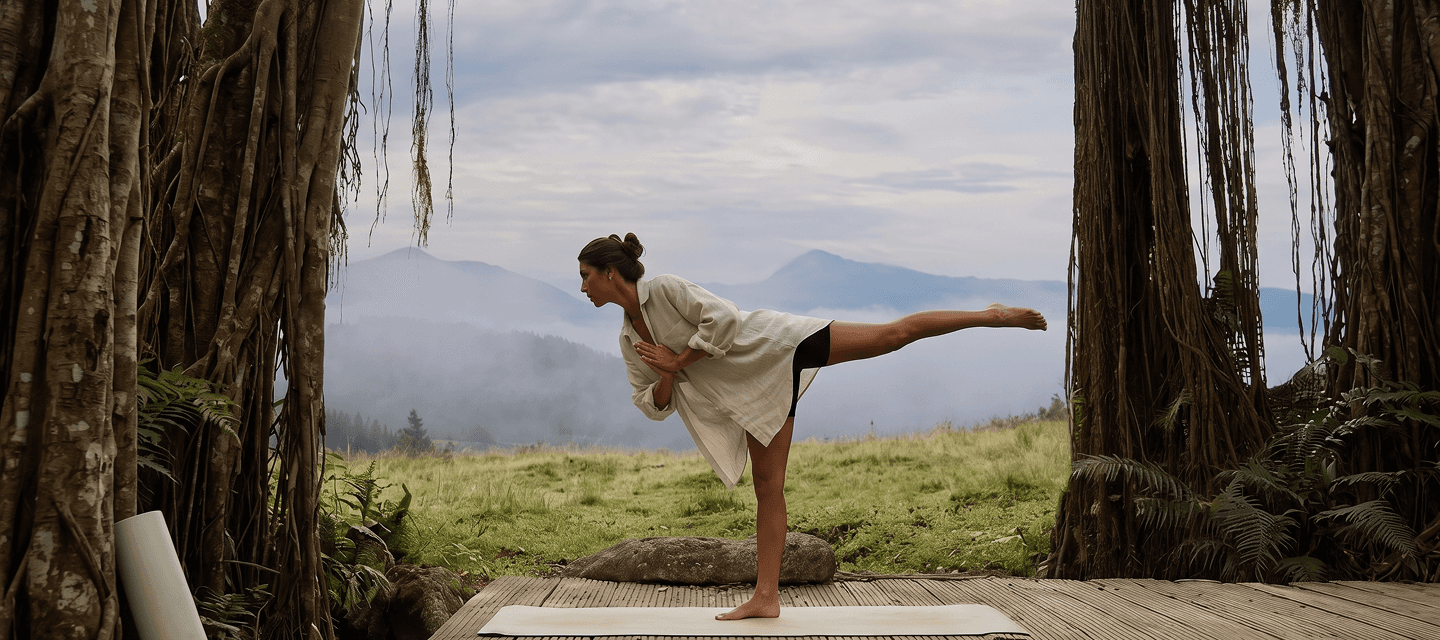 woman jumping on green mountains