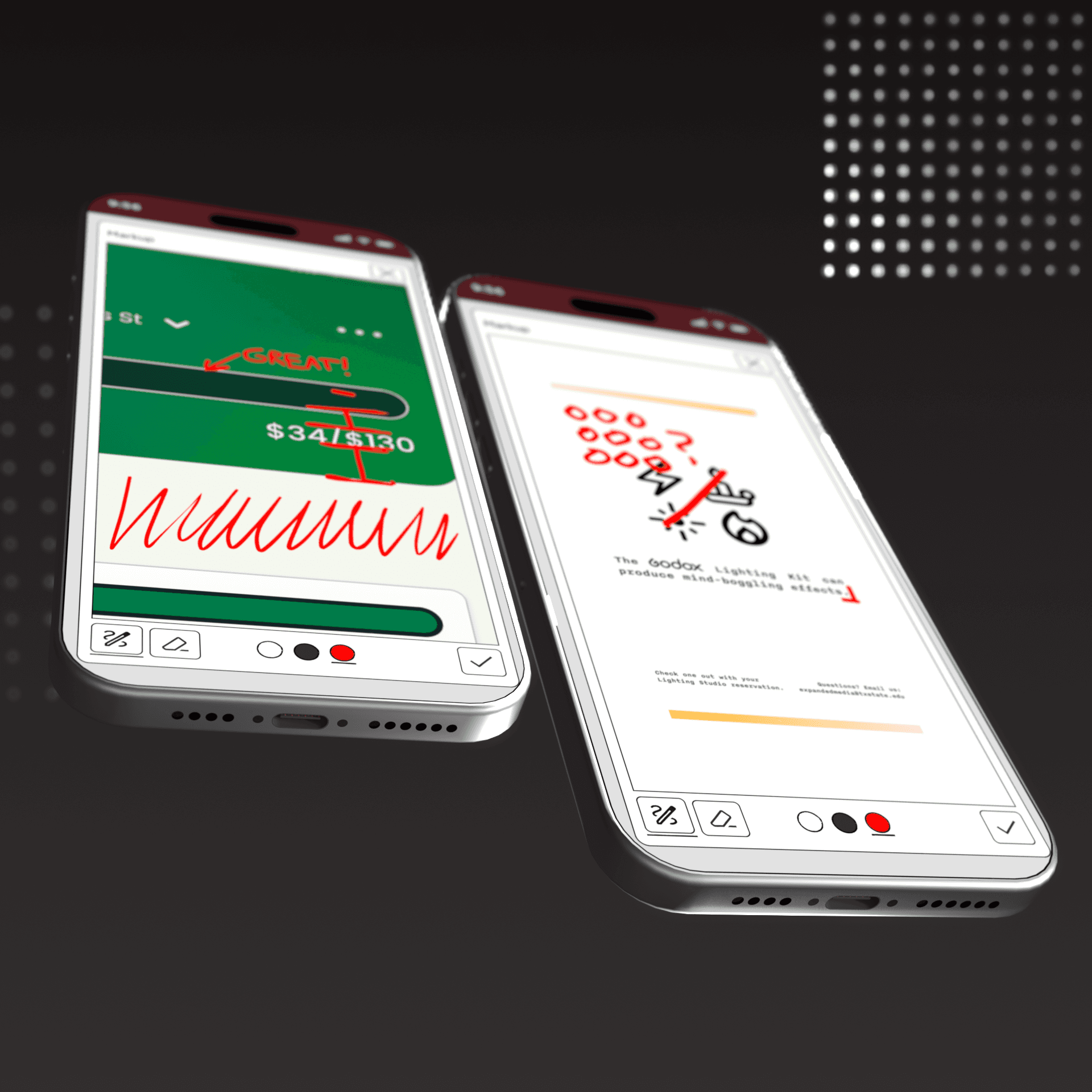 A render of phones displaying DesConnect features.