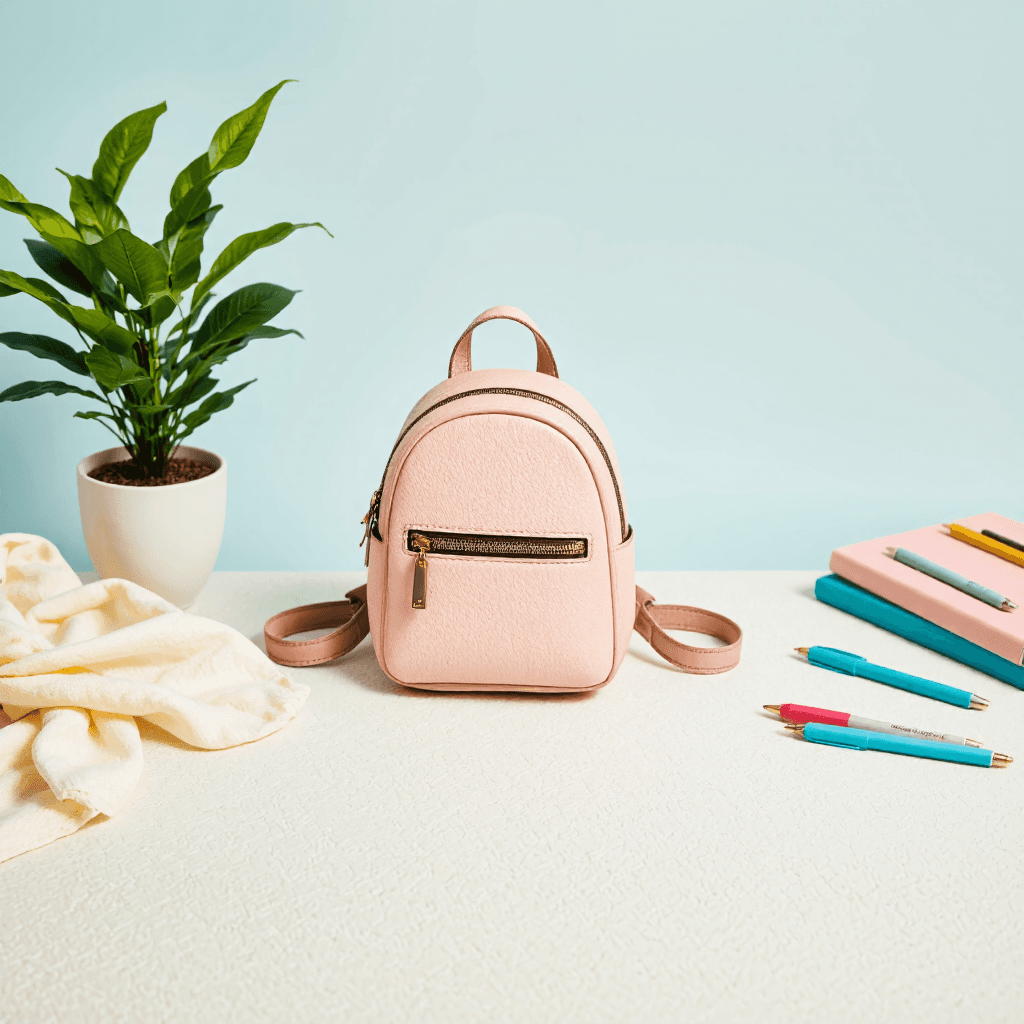 product photography of mini backpack