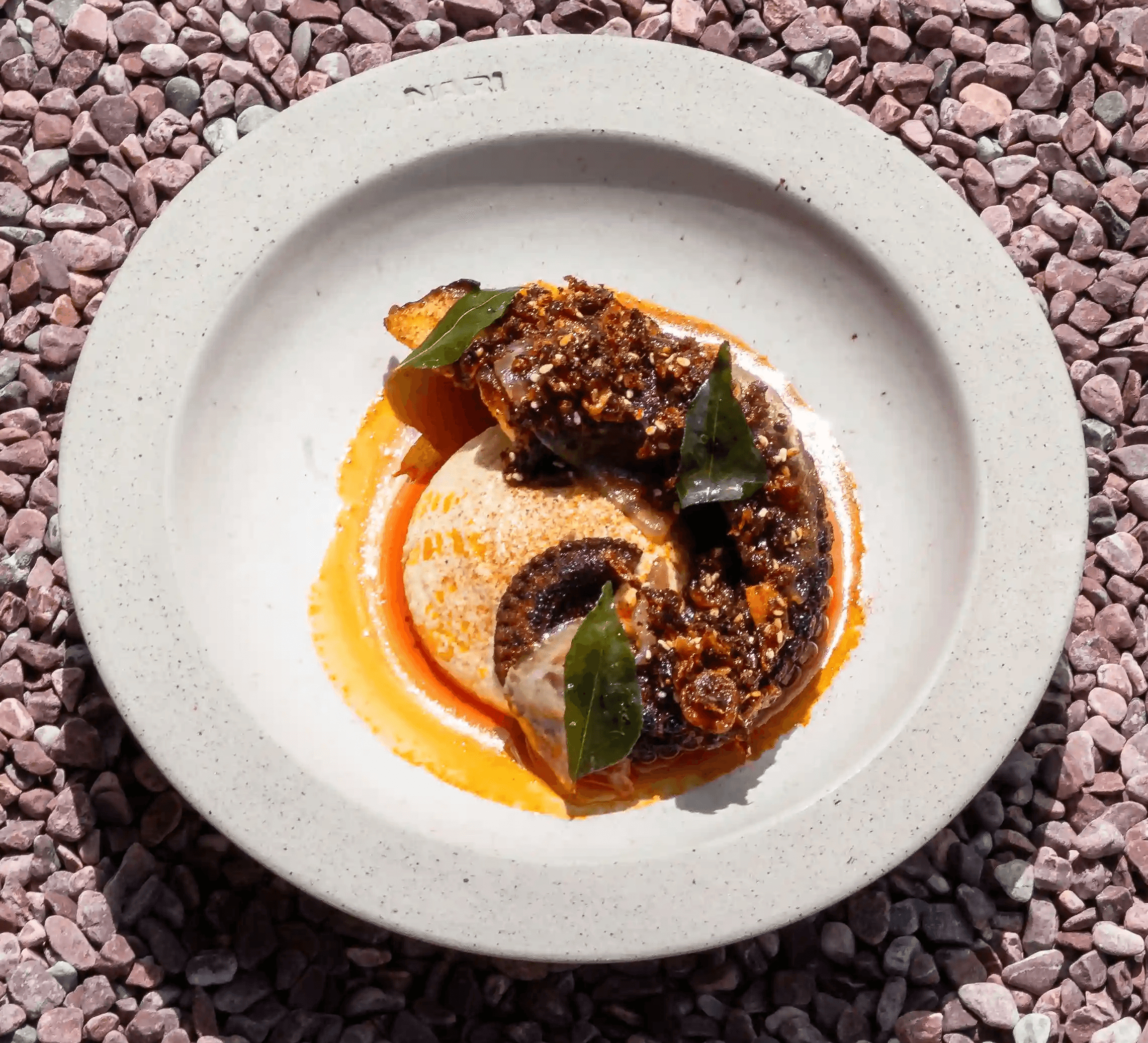 octopus dish plate with nari restaurant ubud