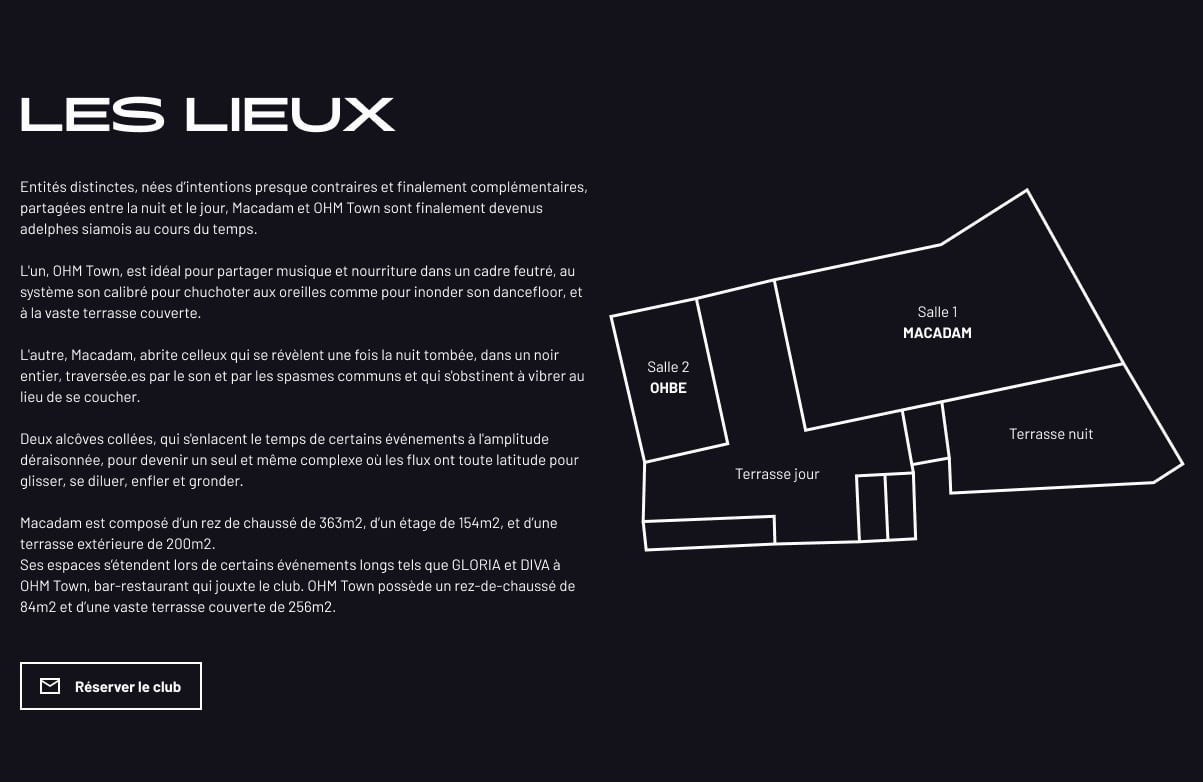 Visuel du site présentant les lieux, avec une carte du bâtiment.