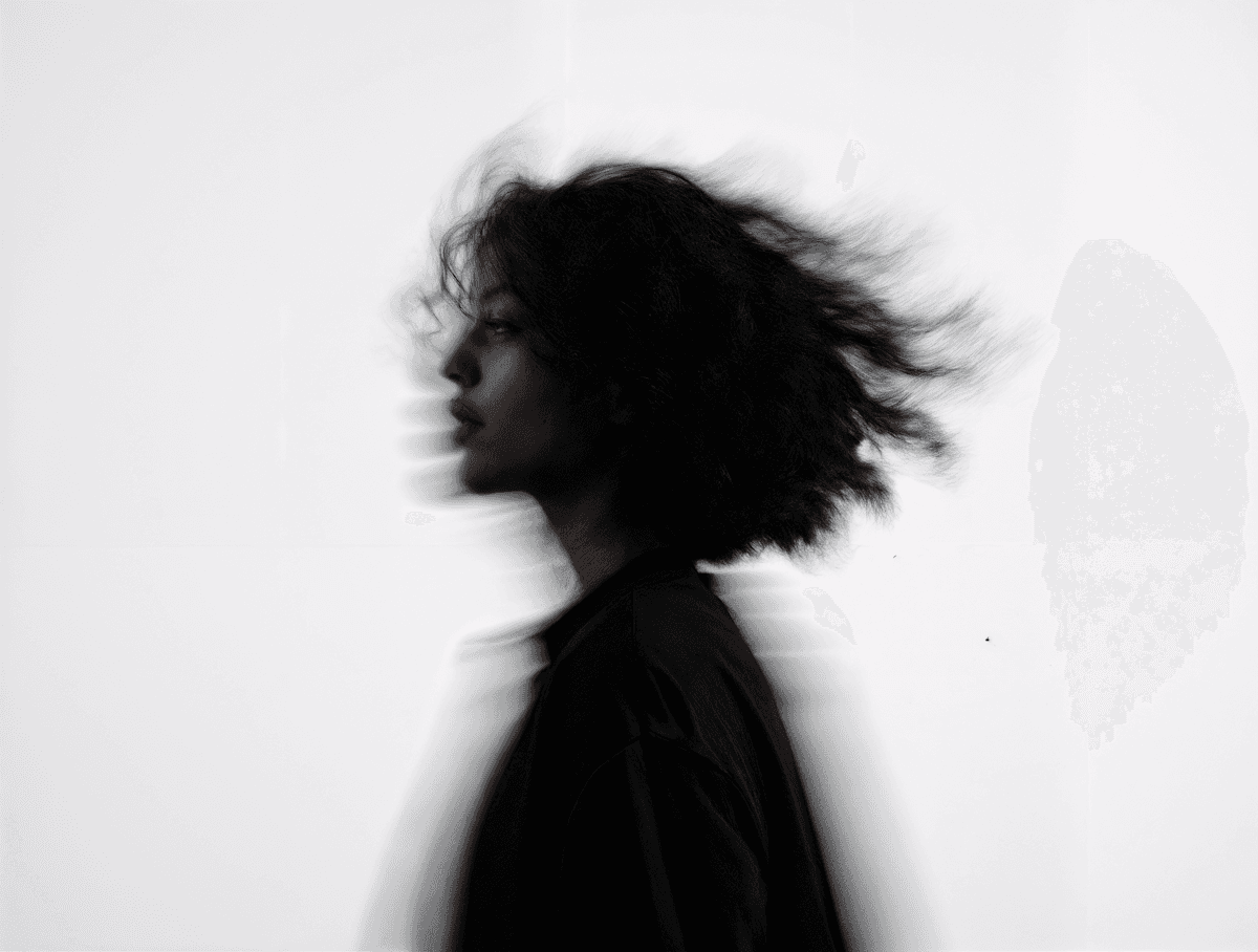 Cinematic motion blur profile portrait