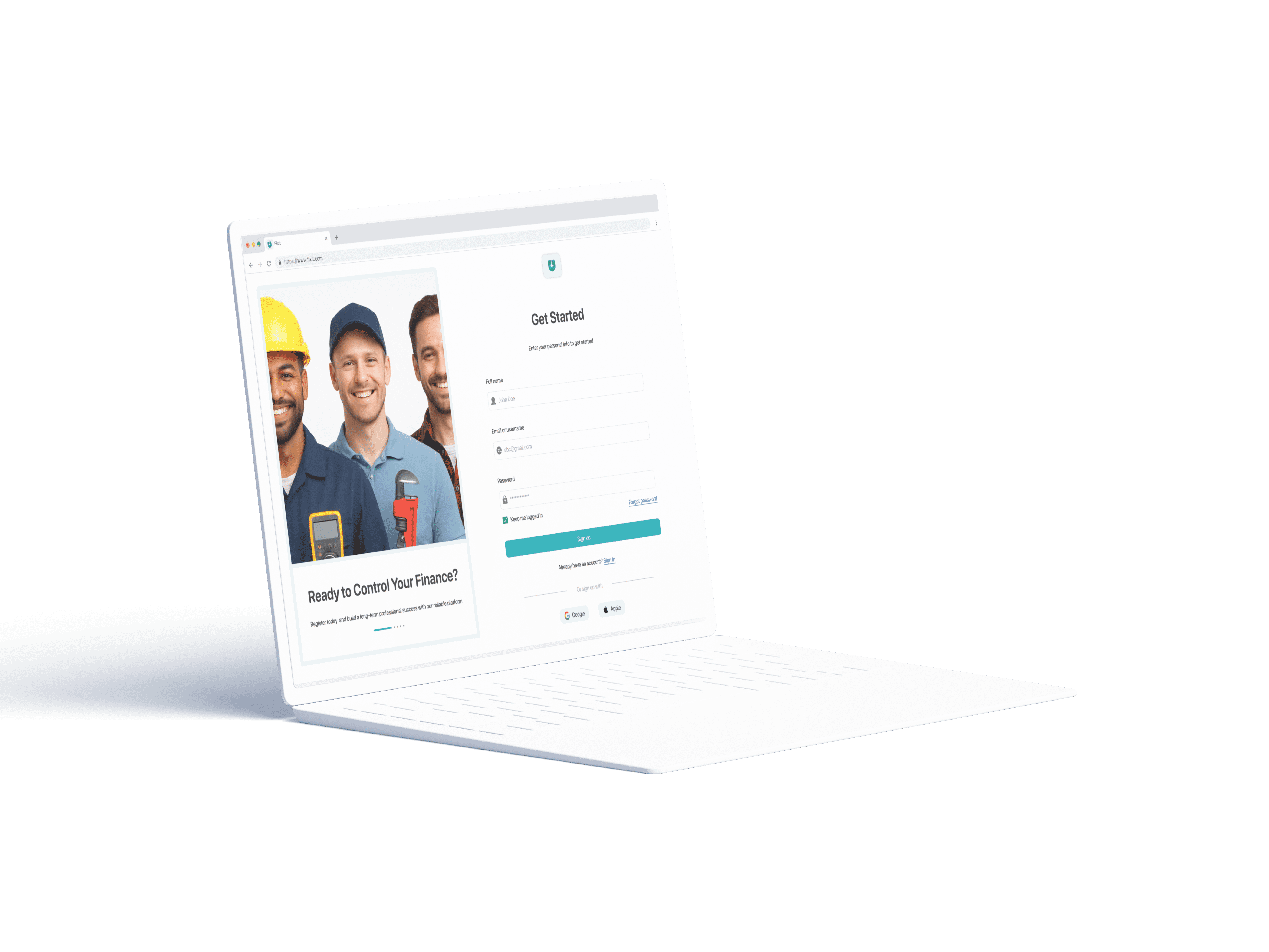 fixit on a white laptop