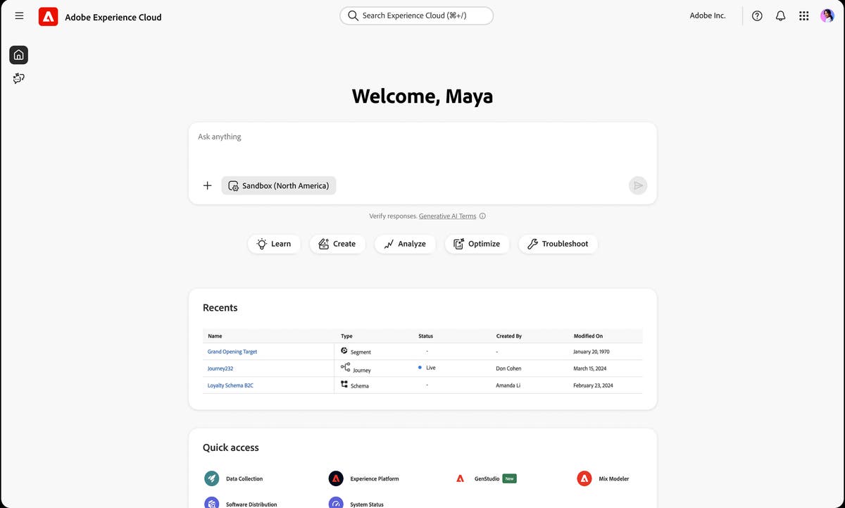 Adobe Experience Cloud UI