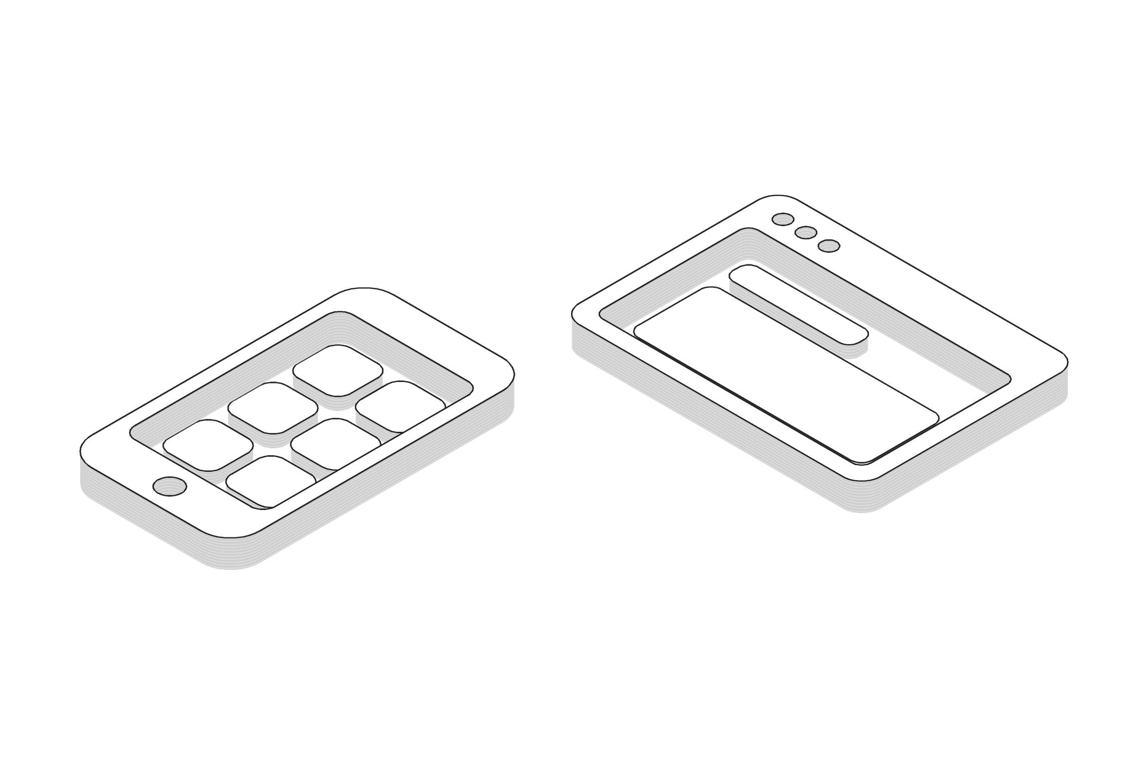 Isometric phone and browser window