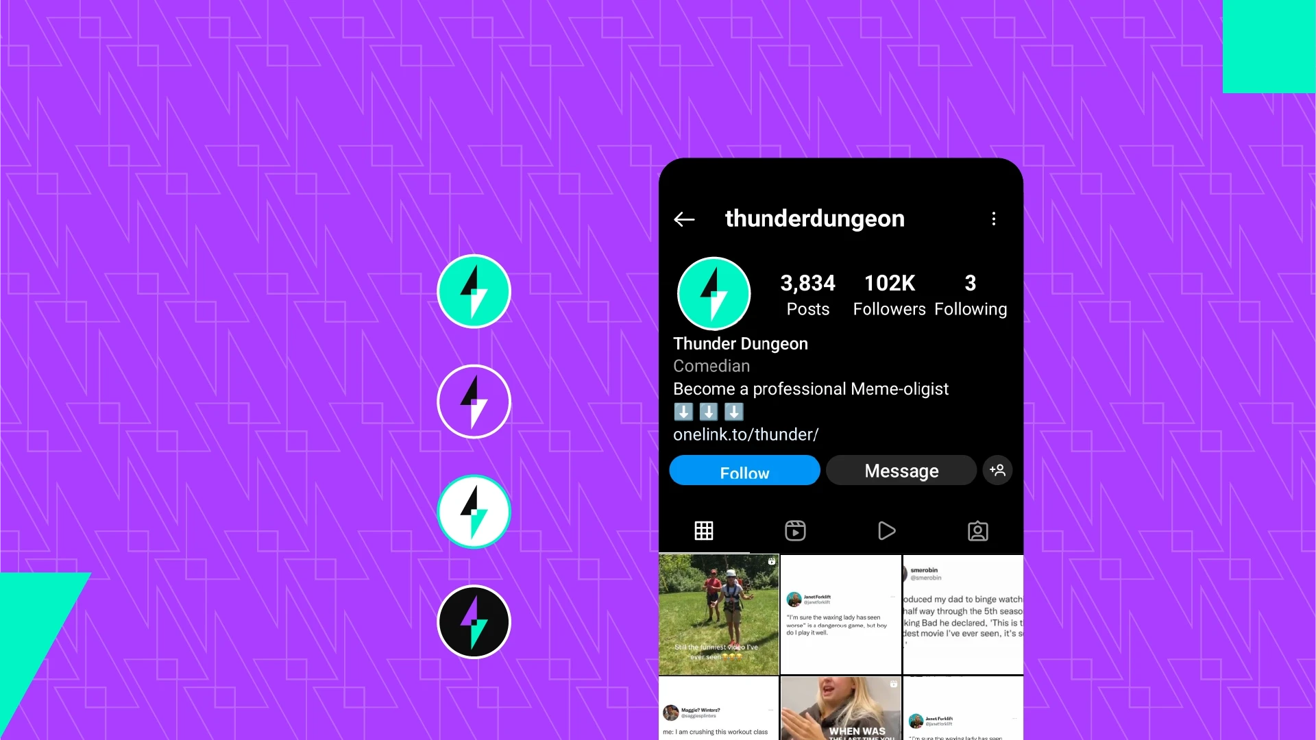 Creative branding visuals for Thunder Dungeon