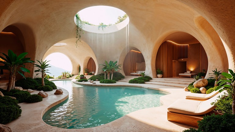 Boutique resort nestled in natural landscape