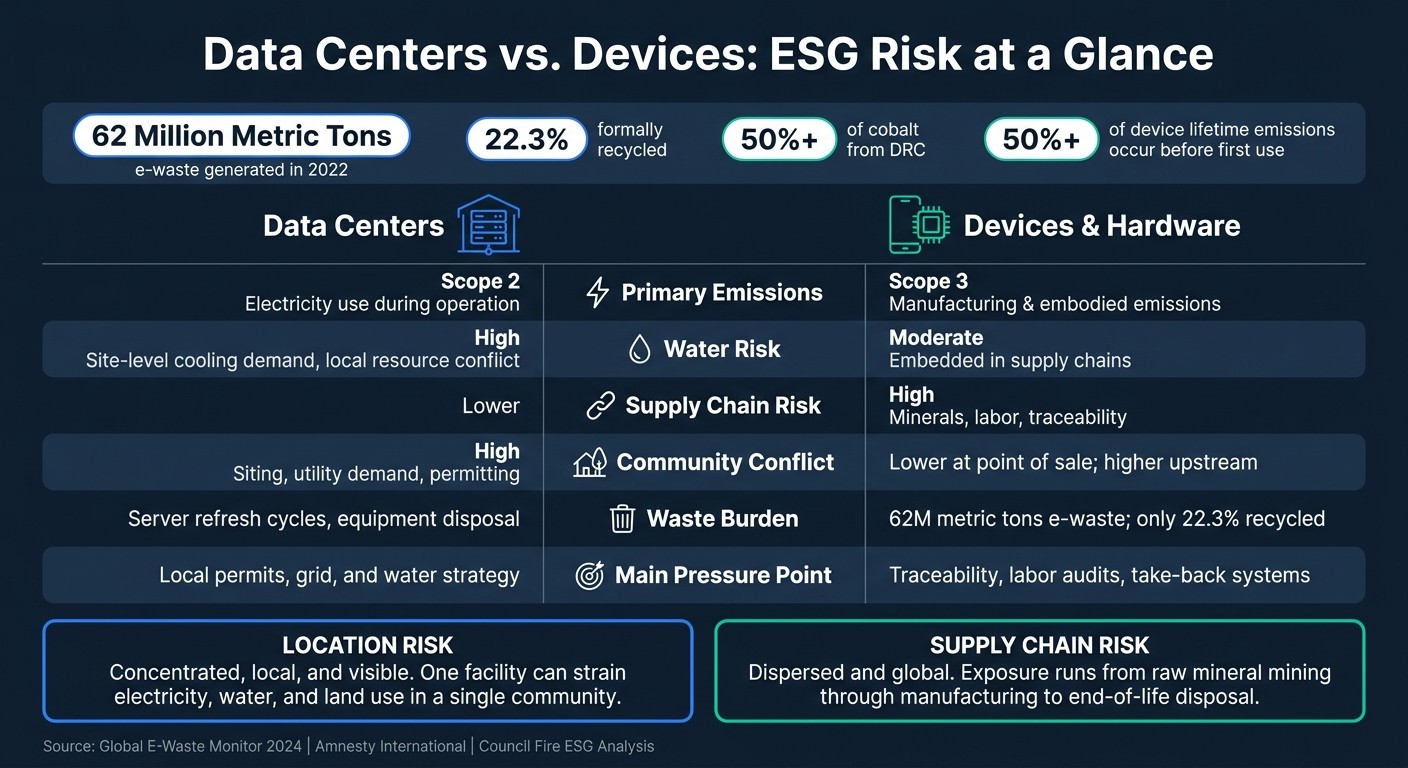 Data Centers vs. Devices: ESG Risk Comparison