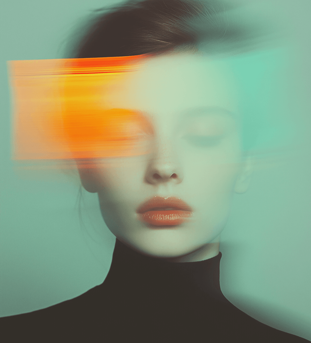 A woman with vibrant face paint in bright colors, showcasing artistic expression and creativity.