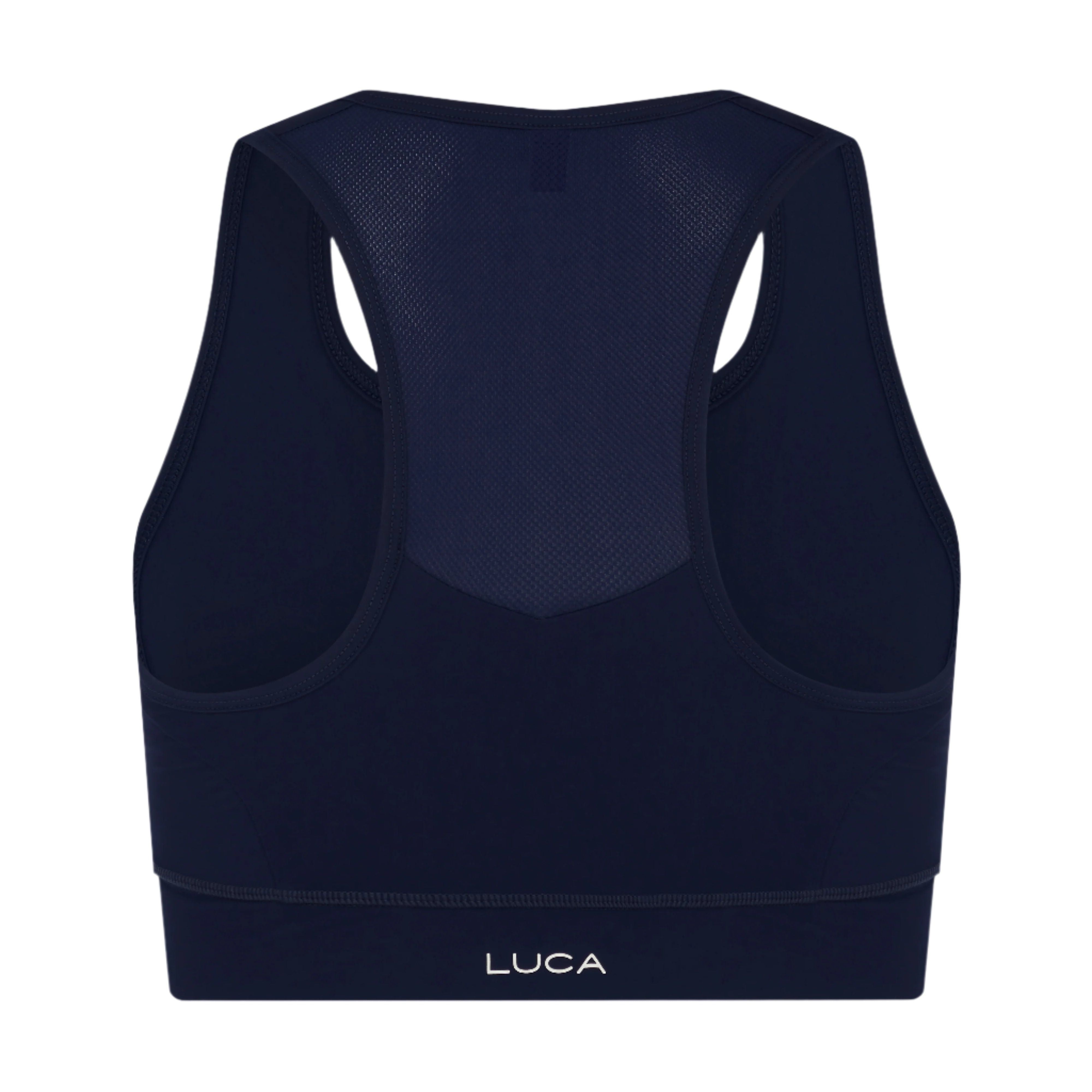 Back-view-of-a-navy-blue-cycling- bra-with-a-wide-elastic-band-and-a- breathable-mesh-panel-on-the- racerback-Dark-blue-activewear-top-designed-for-maximum-support- and-comfort