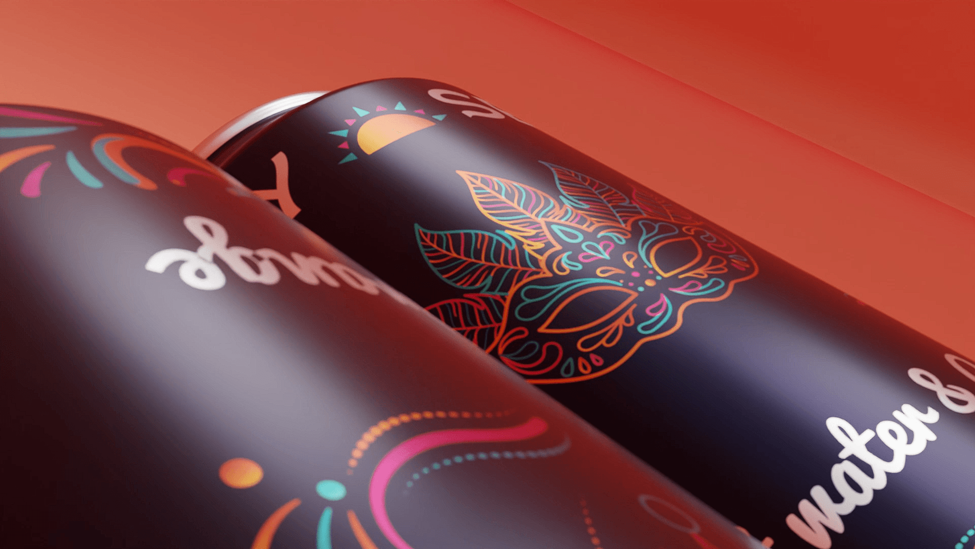 Trailer promotionnel en Motion Design réalisé par un UX designer à Nantes, modélisation 3D de deux canettes de soda qui se croisent en mouvement