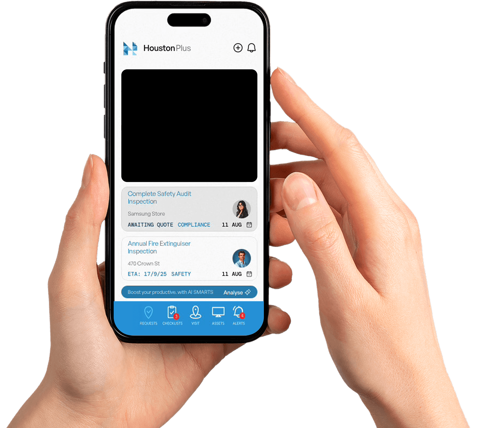 Two hands holding an iphone.