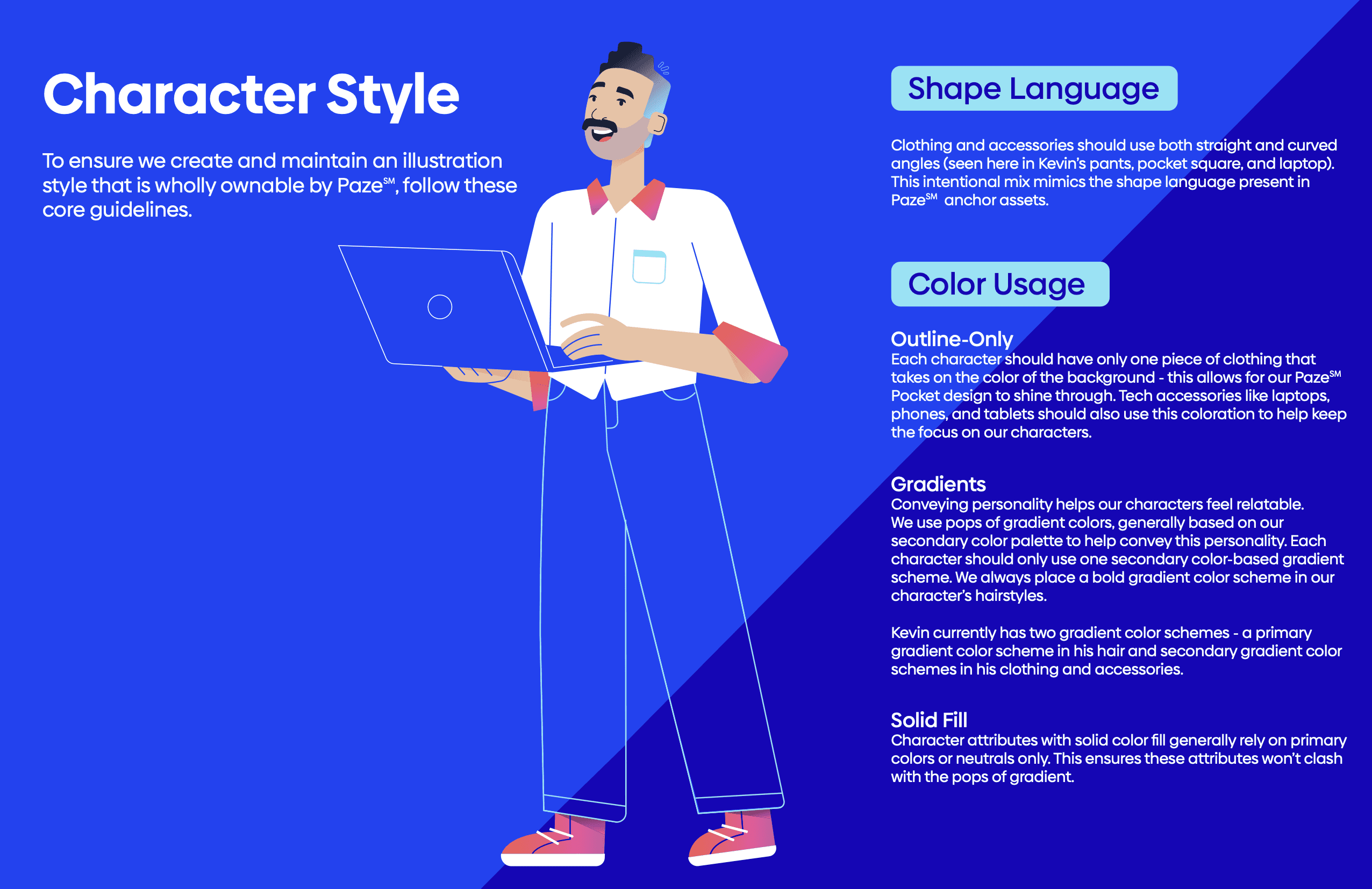 A style page of rules to follow when building the illustrations for this brand.