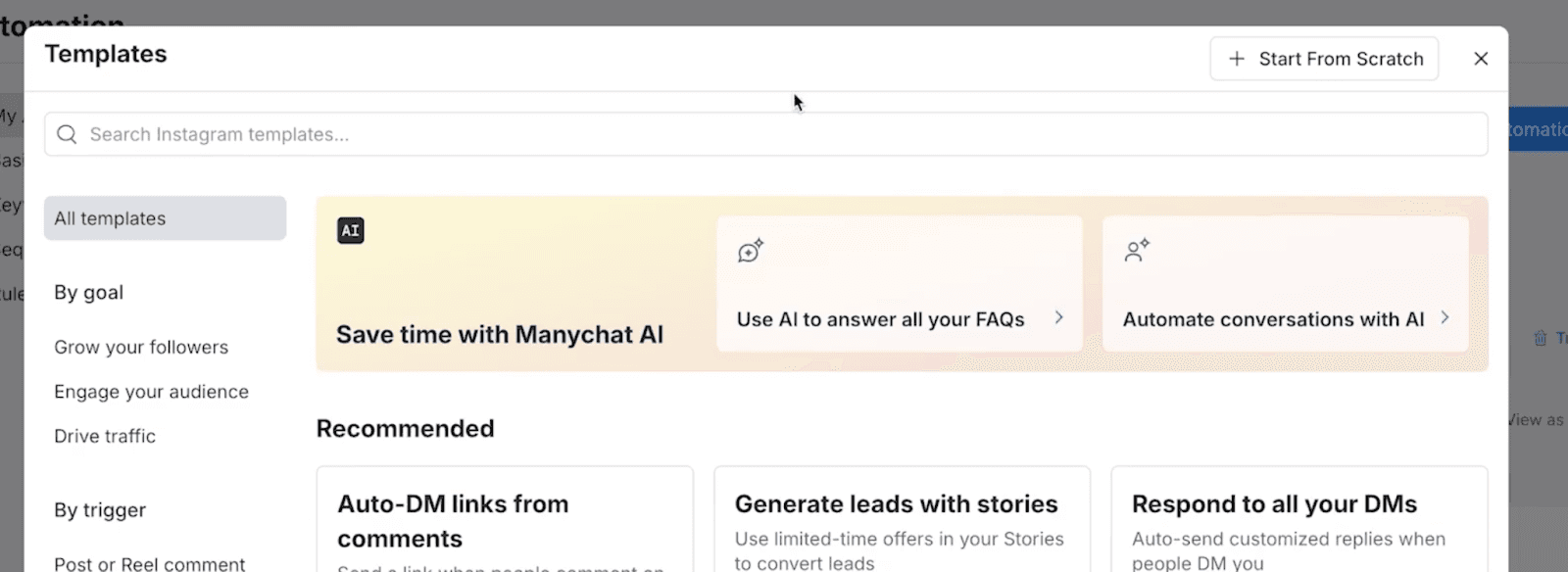 Go to Automation and Start from Scratch