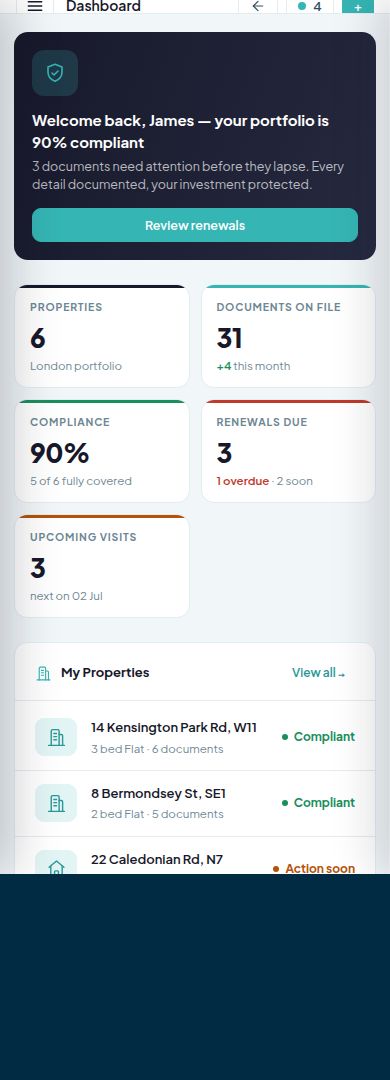 The Propsnap portal on mobile