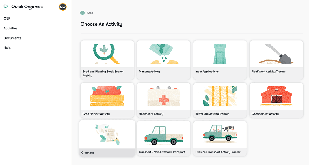 Quick Organics Activity Tracker