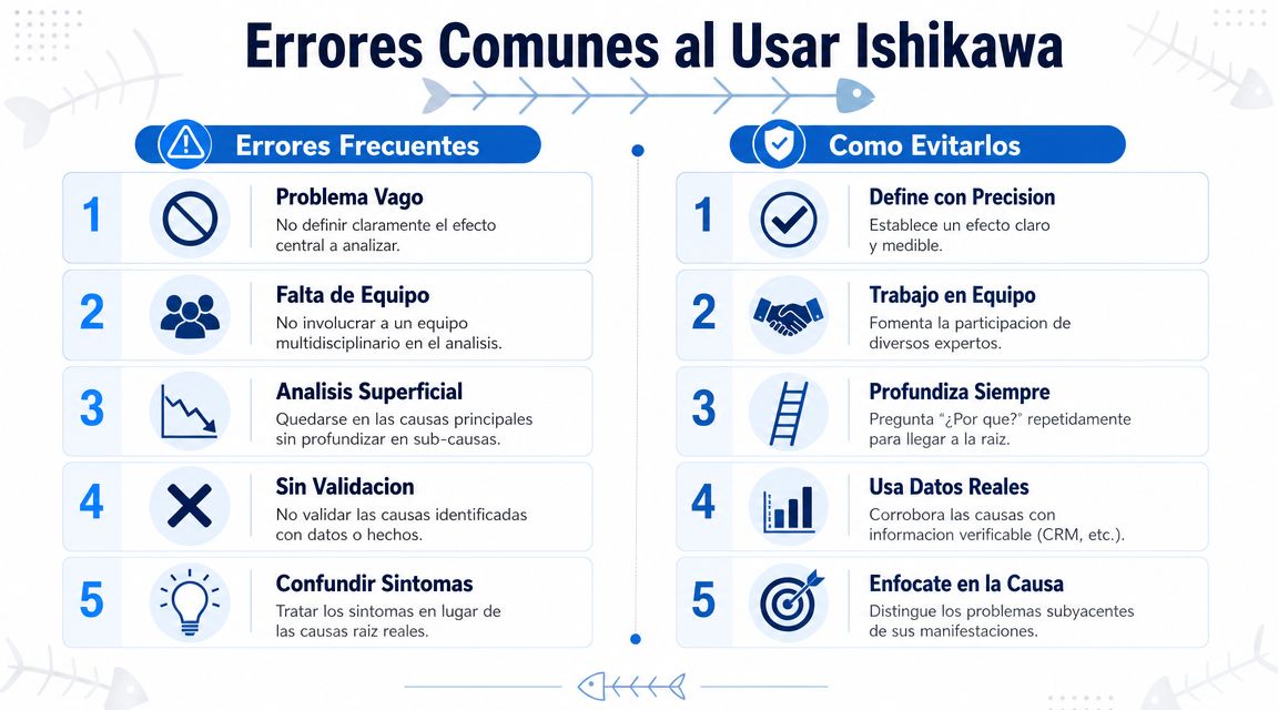 Errores frecuentes al aplicar el diagrama de Ishikawa