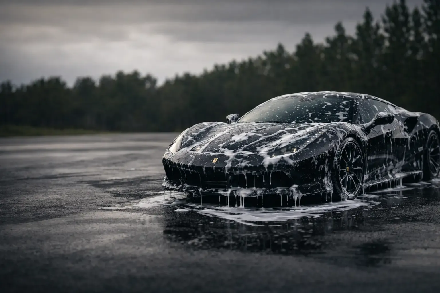 image of a car with snow foam dripping off it