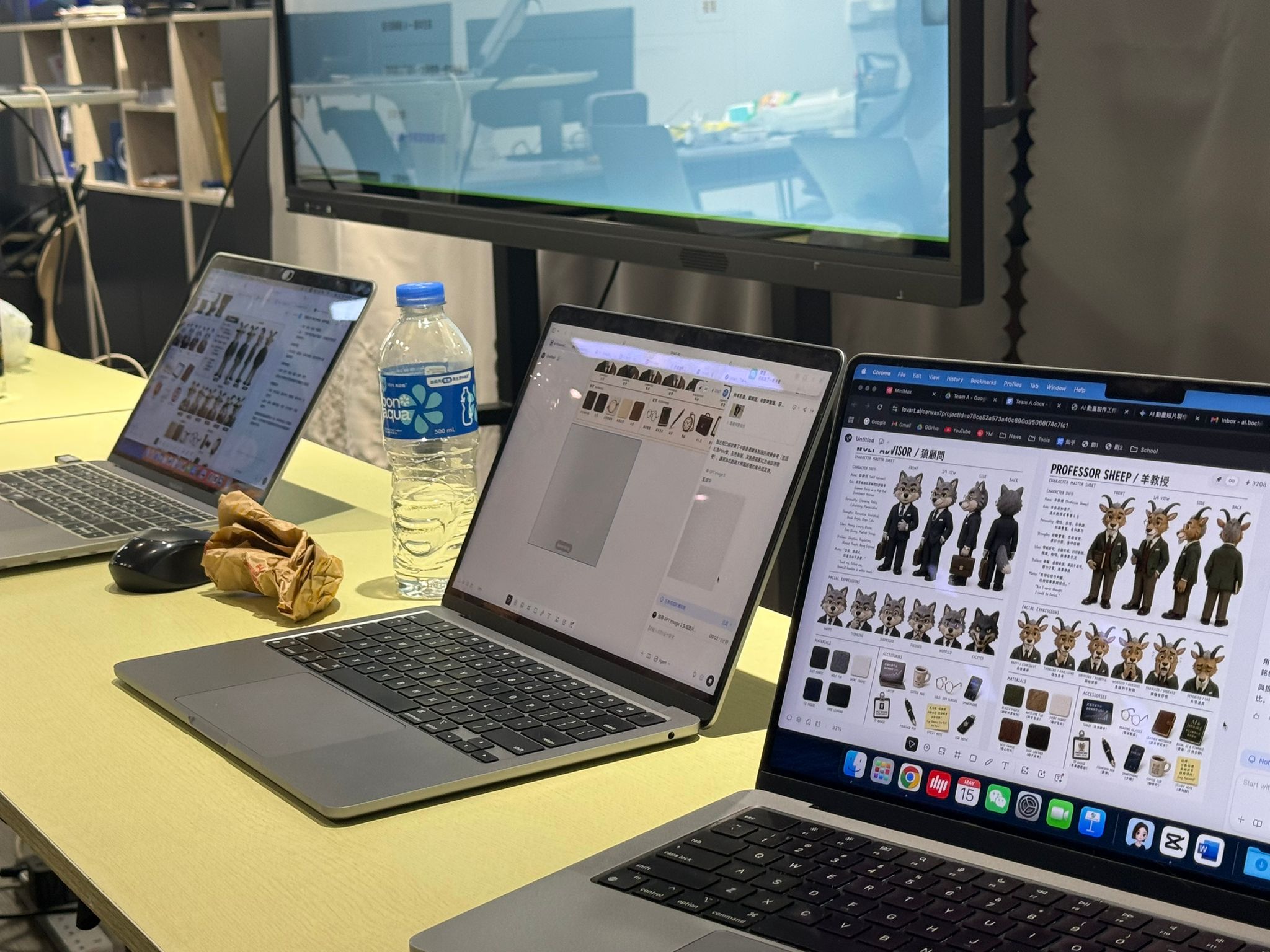 中銀香港 AI 動畫工作坊學員製作角色設定表和分鏡素材。