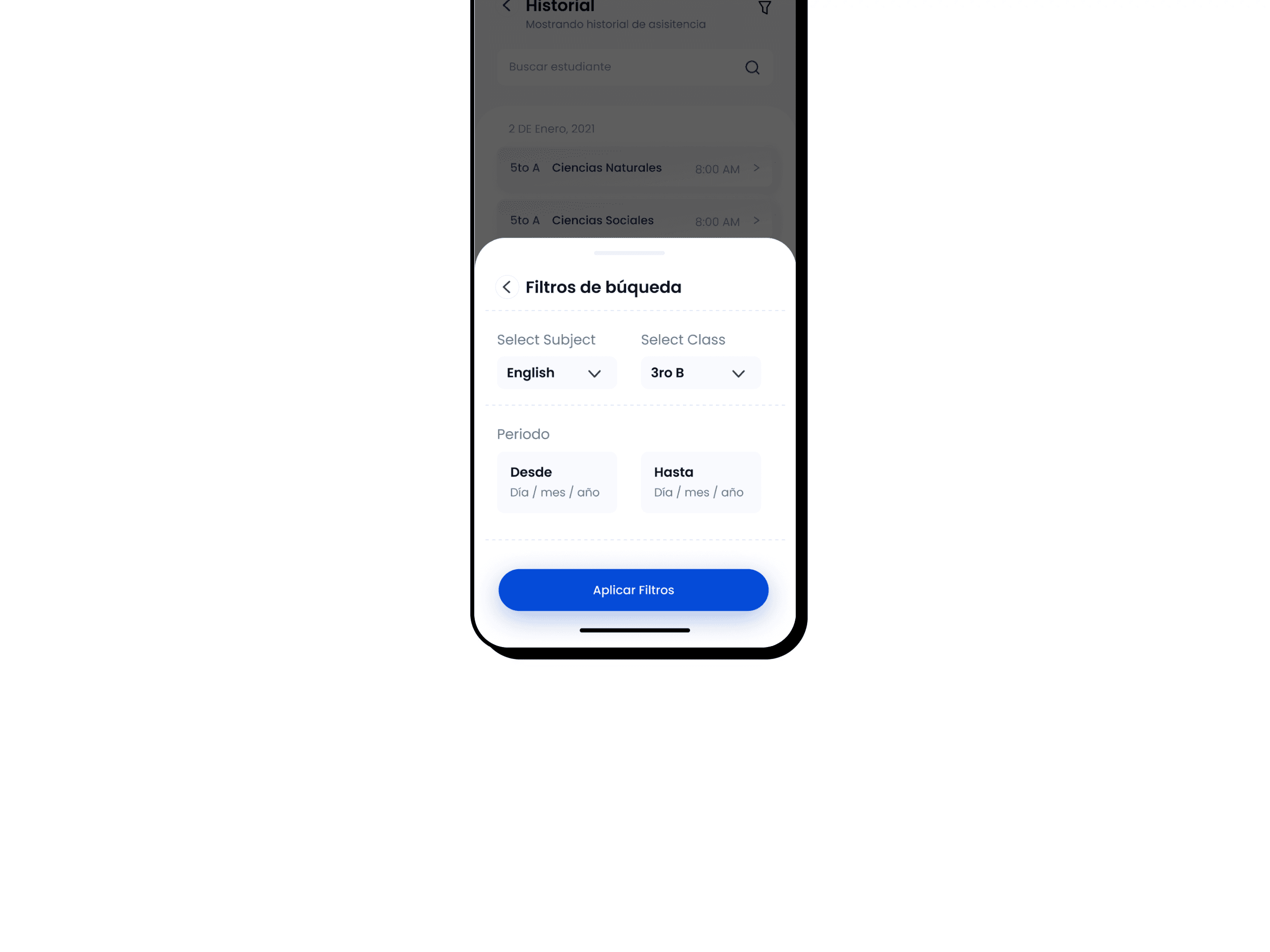 The top half of a screen of a mobile device