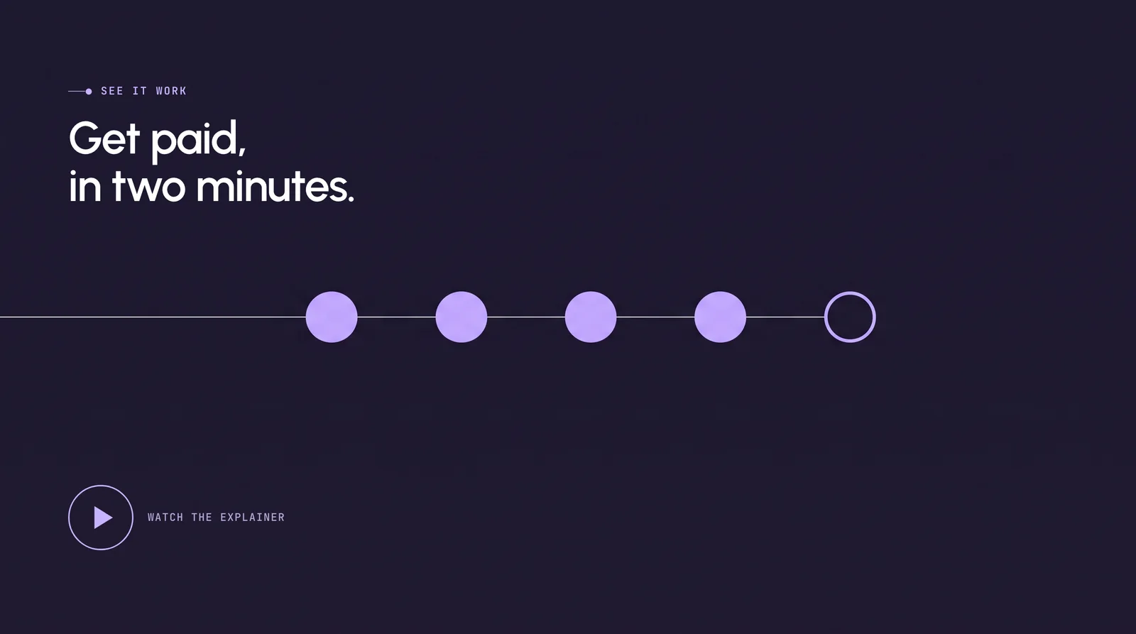 Get paid, in two minutes. Watch the explainer.
