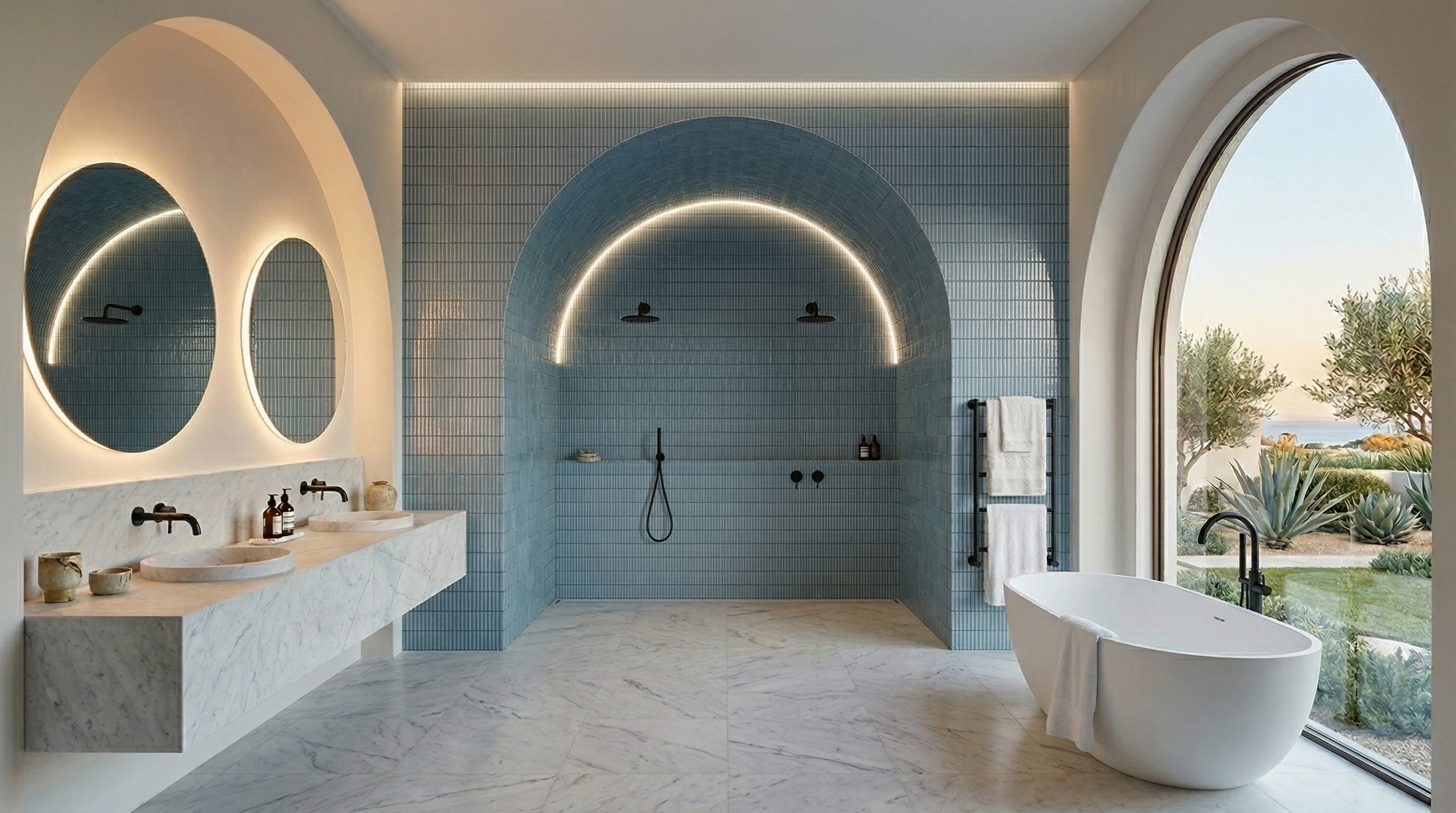 a modern house with a large front yard