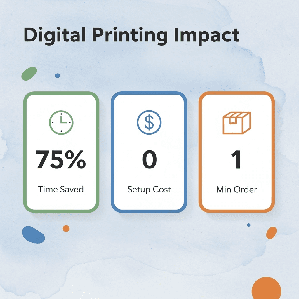 Statistics showing digital printing benefits - Digital Print Shirt vs Screen Print