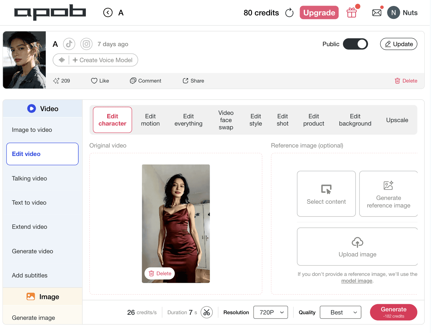 Importer la vidéo source dans APOB AI pour conserver mouvement et rythme