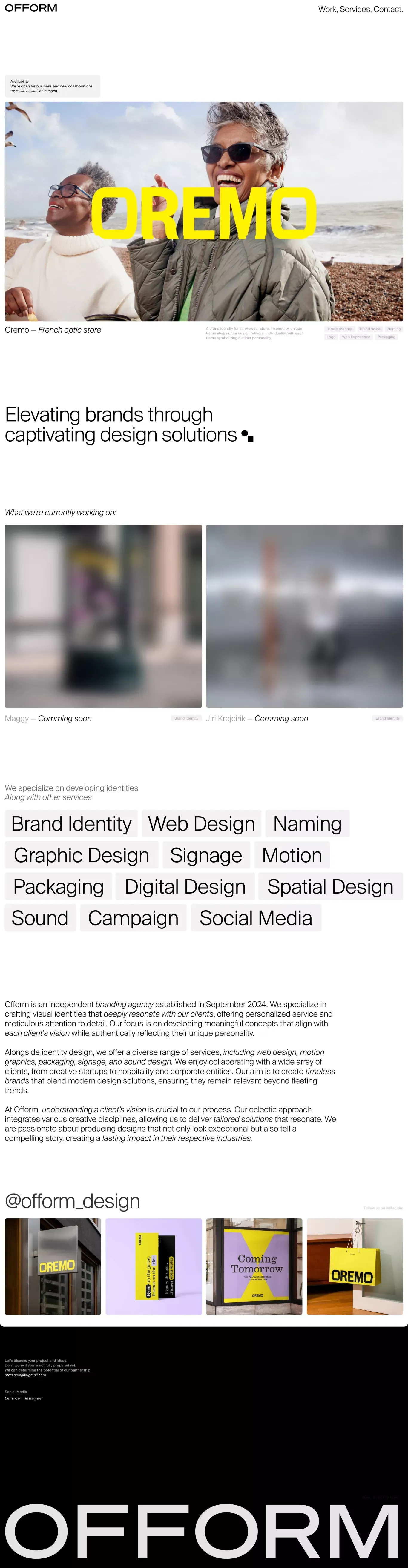 Offormdesign portfolio page screenshot showcasing Advertising and Design design