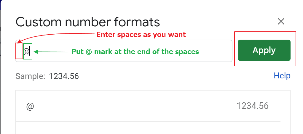 Input a custom number format 