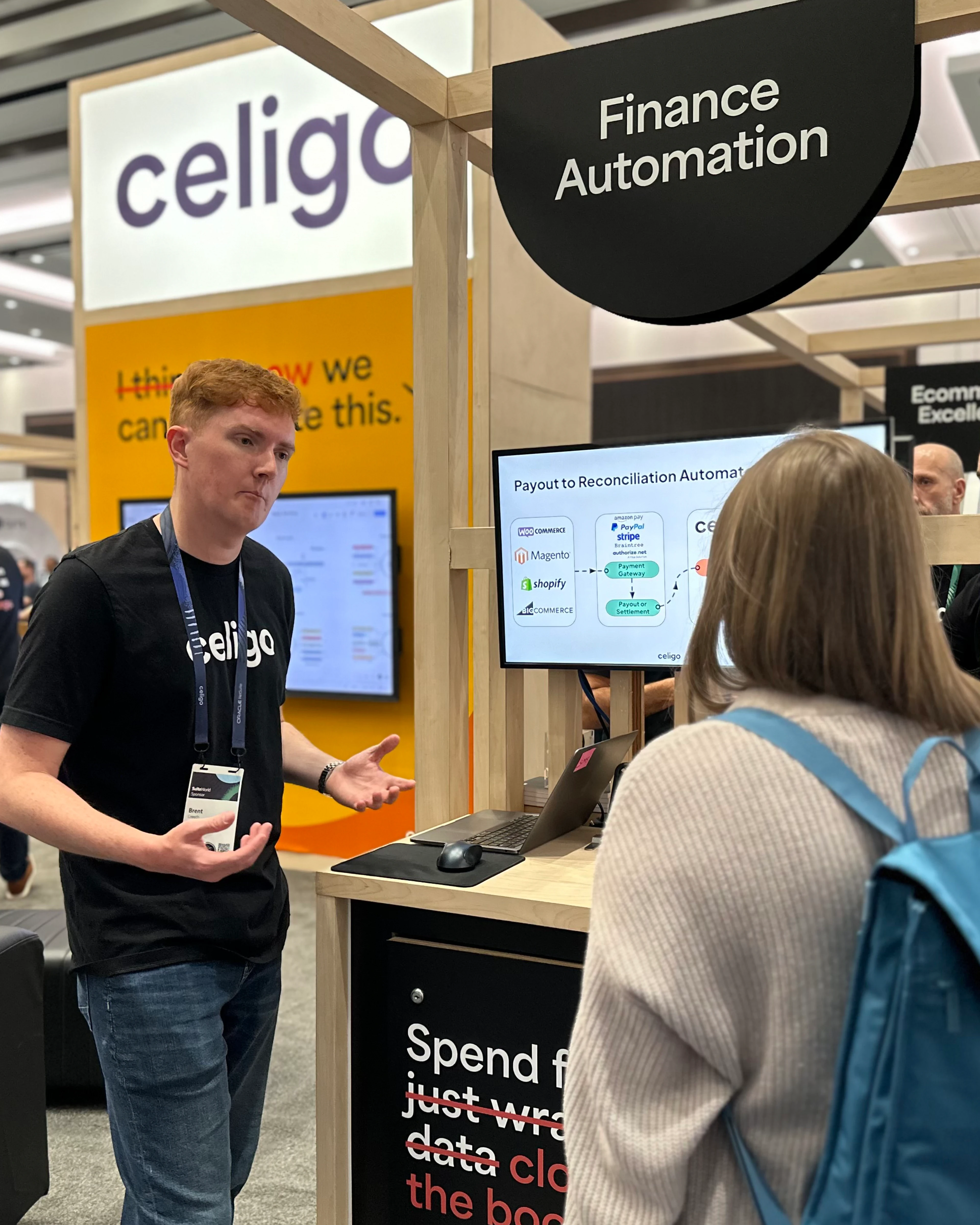 A BDR talks to a prospect at the Celigo SuiteWorld 2024 booth