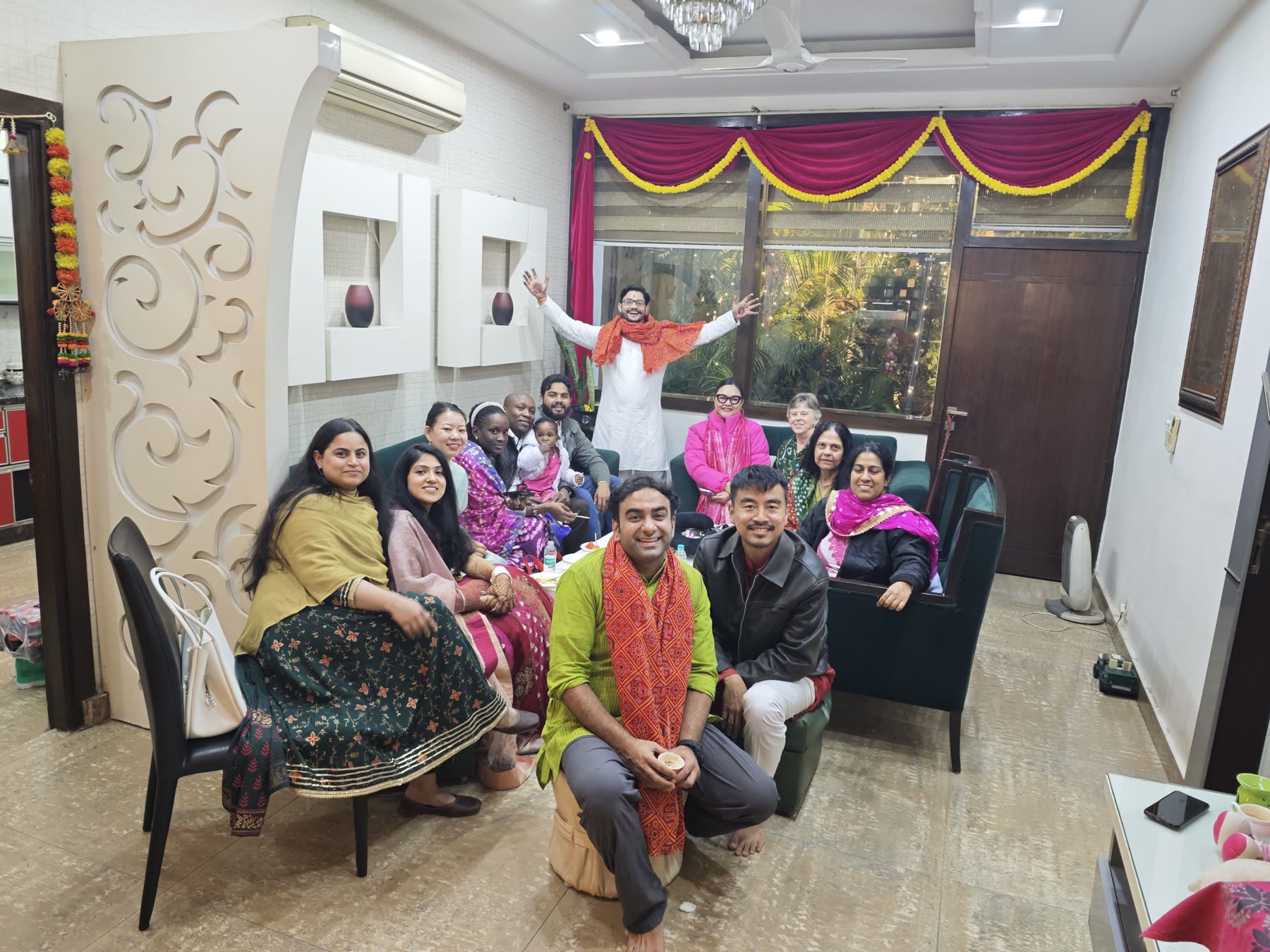 Family and friends posing together