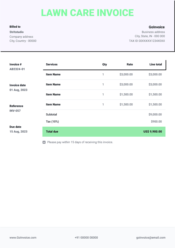 Lawn Care Invoice