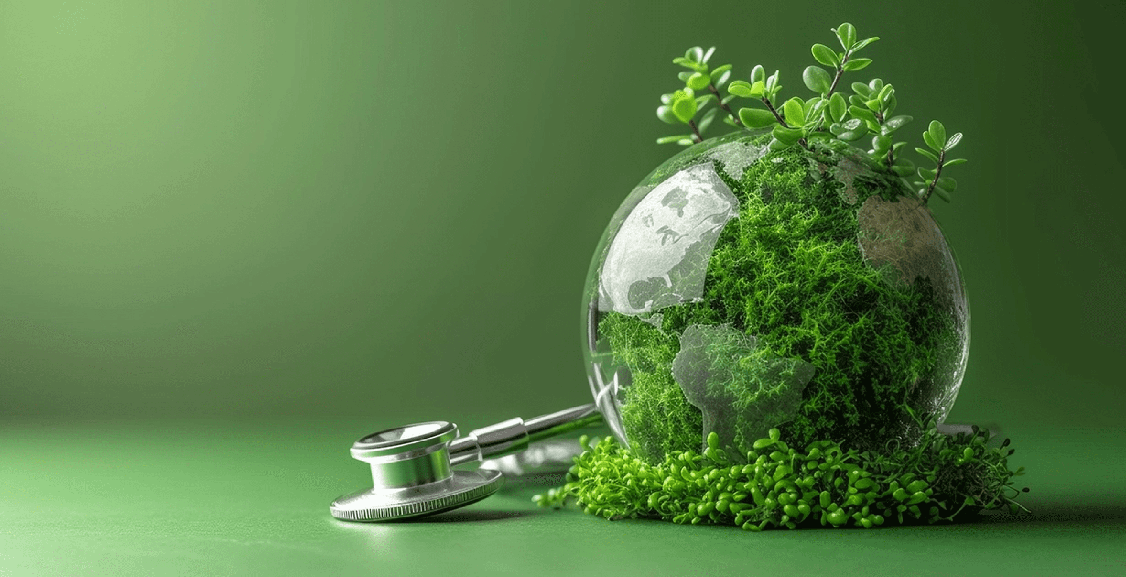 Sustainable healthcare concept with greenery symbolizing eco-friendly medical practices.