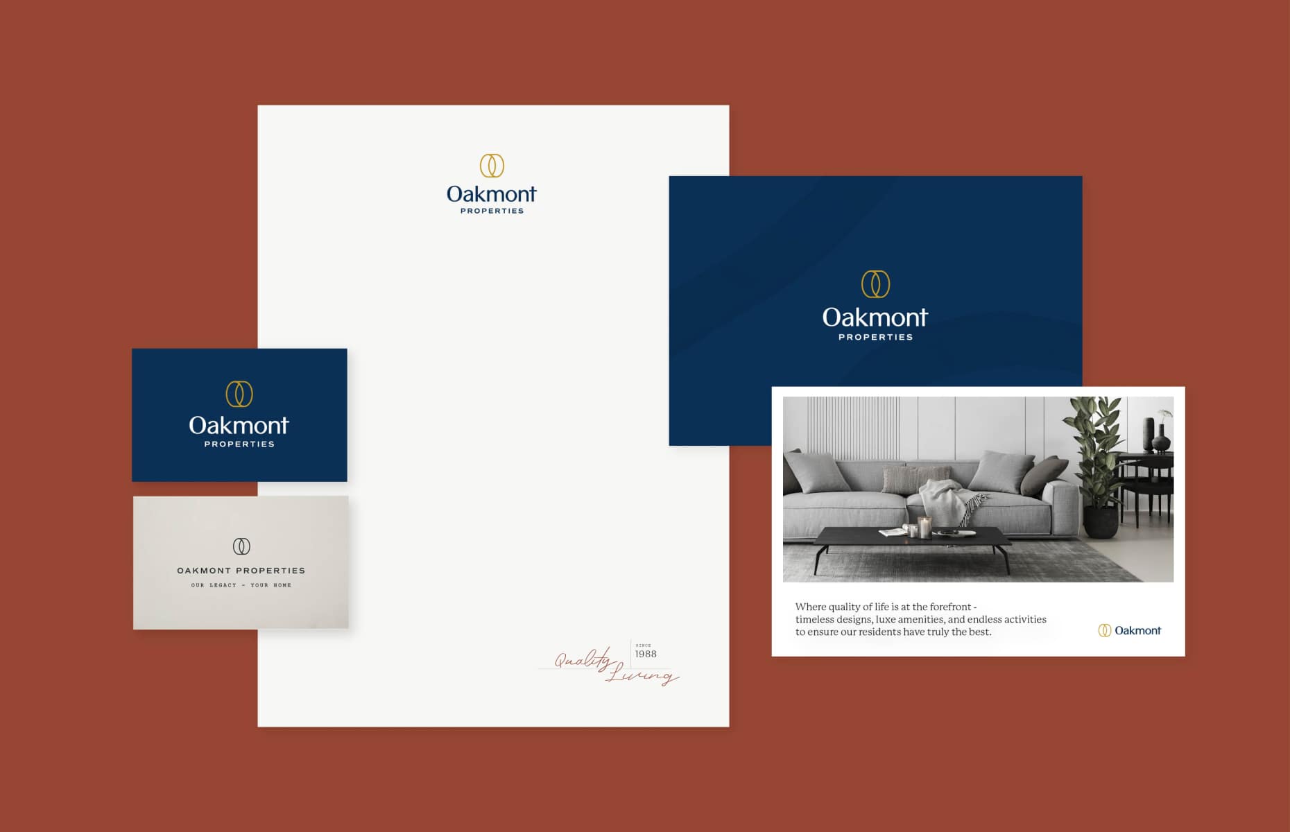 Oakmont stationery design suite.