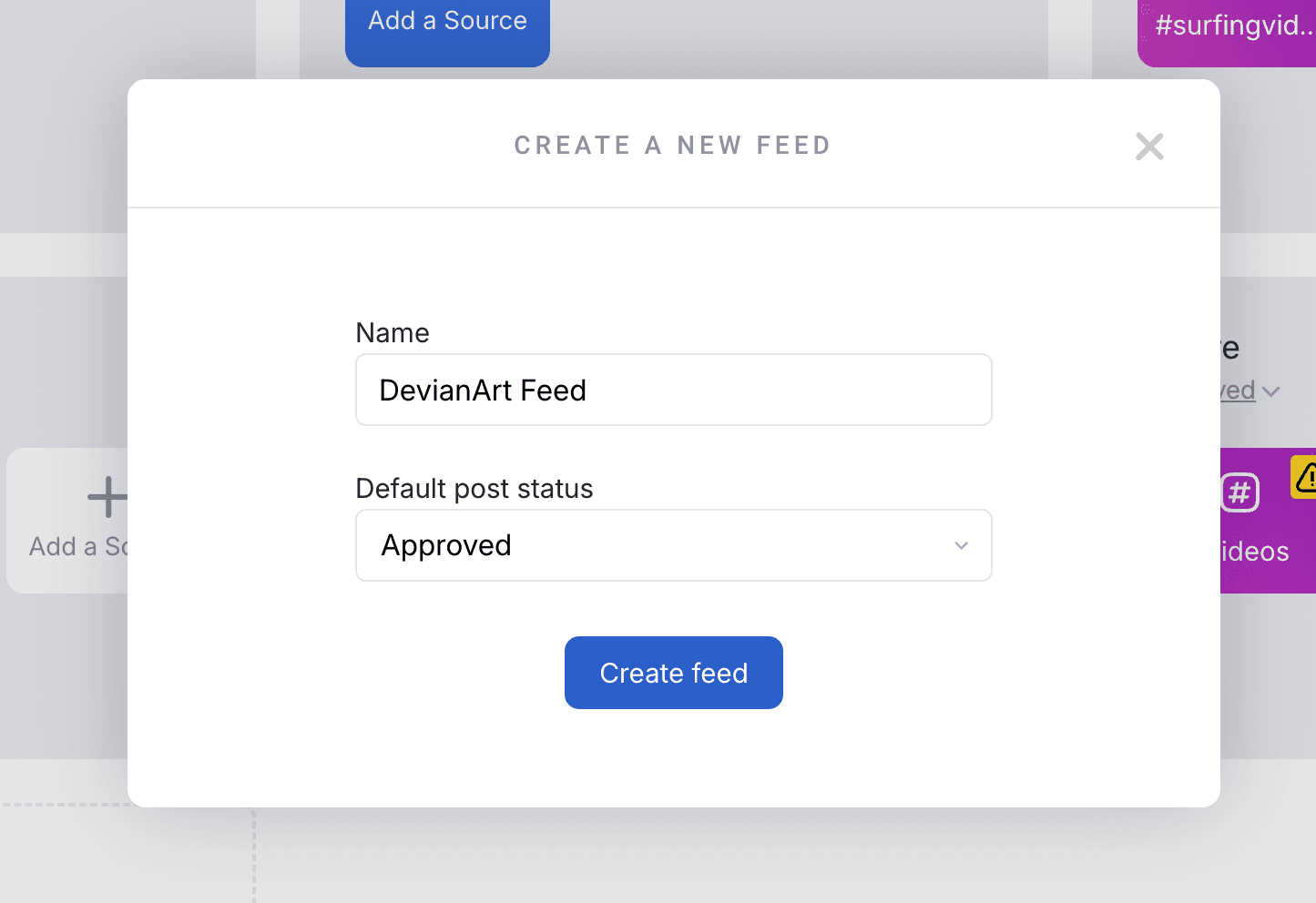 create new feed